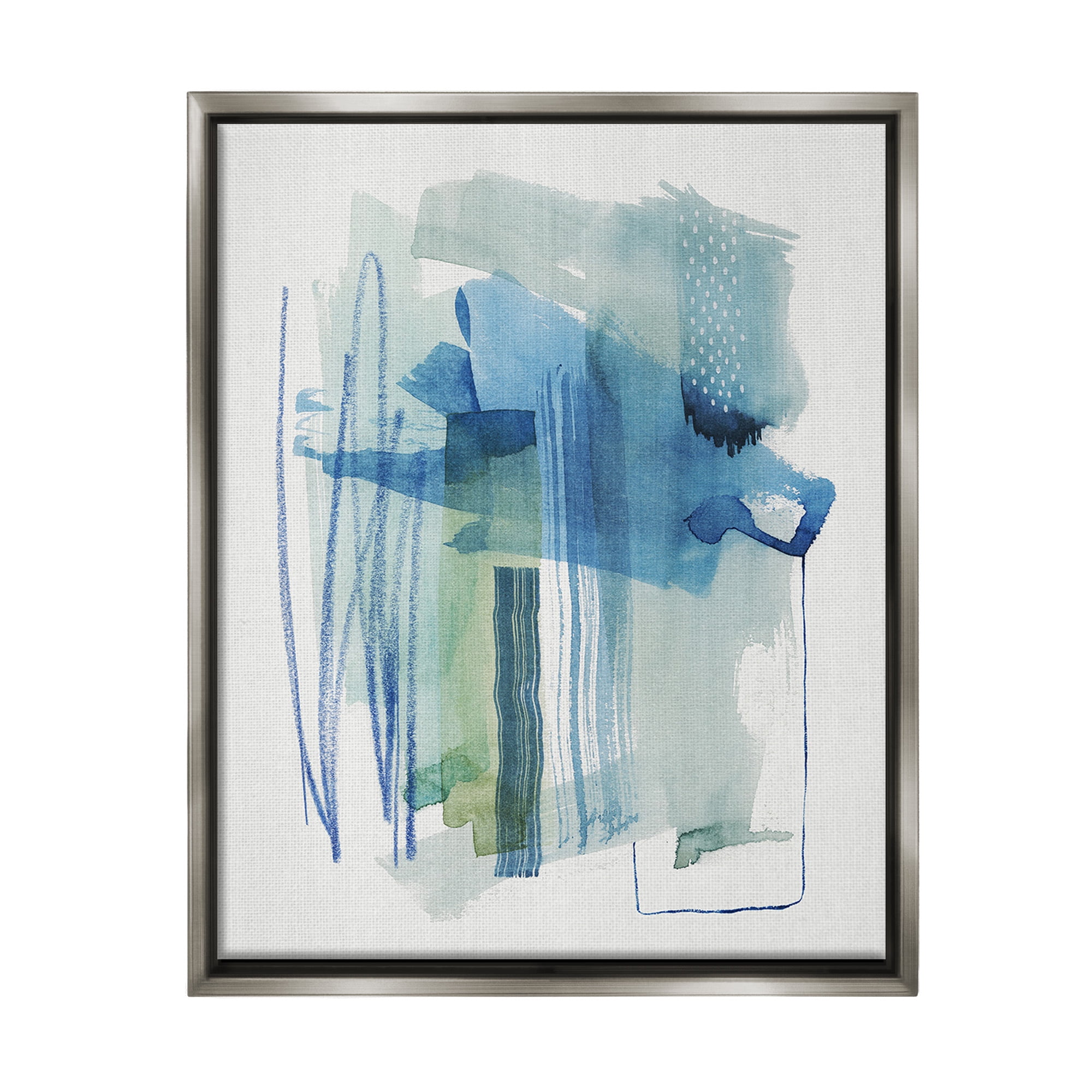 Stupell Industries Chaotic Nautical Abstraction Abstract Painting Gray Floater Framed Canvas Art Print Wall Art, 17 x 21