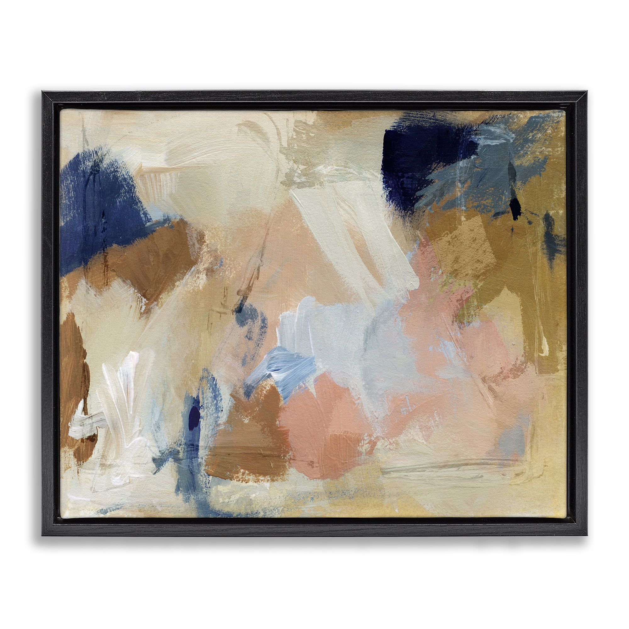Stupell Industries Chaotic Neutral Paint Abstract Painting Black Floater Framed Canvas Art Print Wall Art, 31 x 25