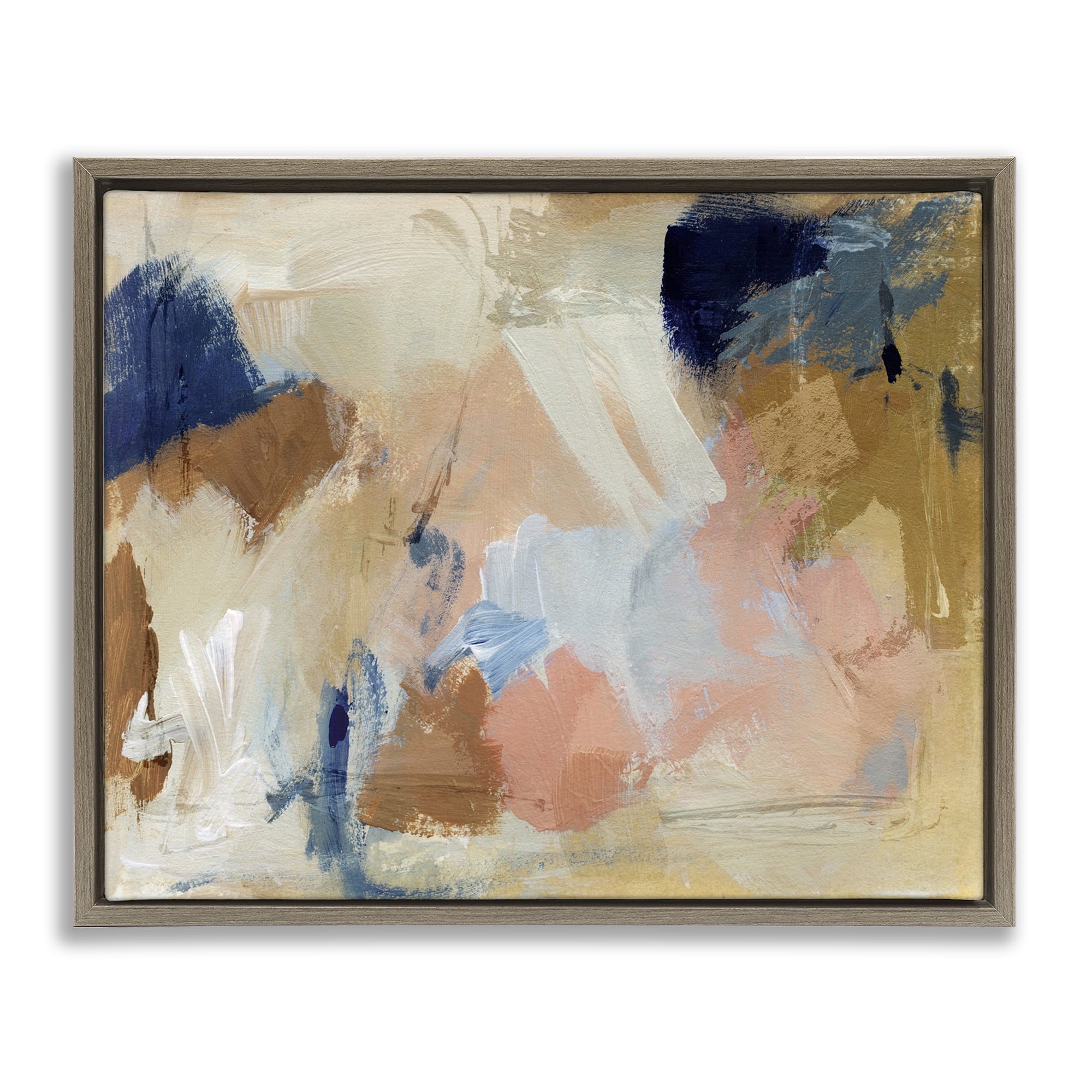Stupell Industries Chaotic Neutral Paint Abstract Painting Brown Floater Framed Canvas Art Print Wall Art, 21 x 17