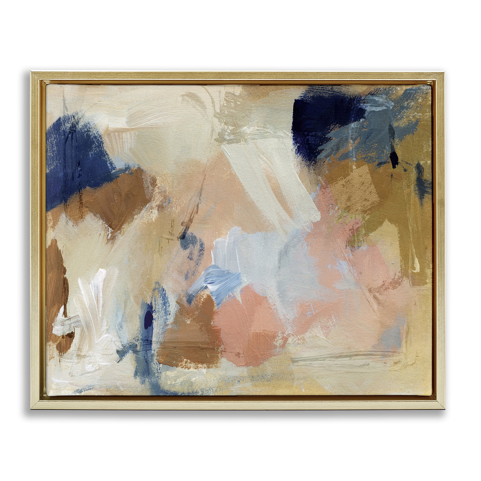 Stupell Industries Chaotic Neutral Paint Abstract Painting Gold Floater Framed Canvas Art Print Wall Art, 21 x 17