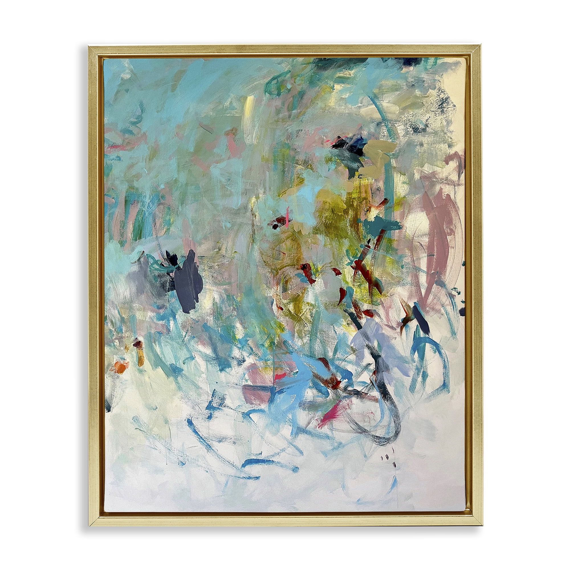Stupell Industries Chaotic Ombre Scribble Abstract Painting Gold Floater Framed Canvas Art Print Wall Art, 17 x 21