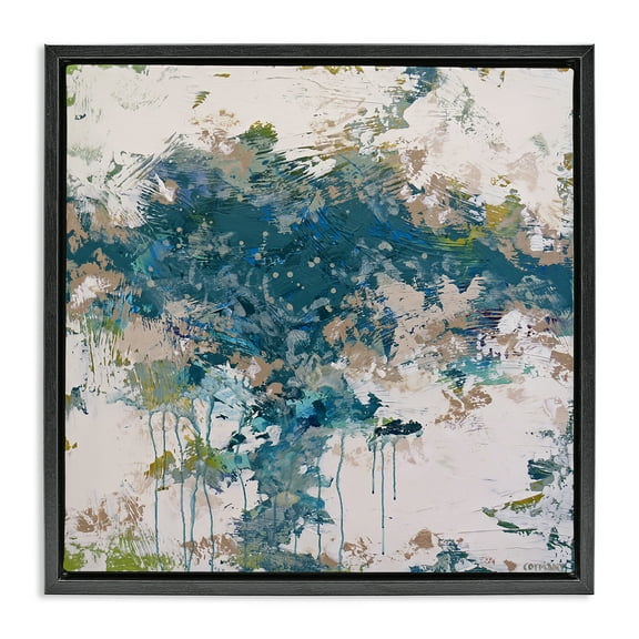 Stupell Industries Chaotic Paint Drip Abstract Abstract Painting Black Floater Framed Canvas Art Print Wall Art, 18 x 18