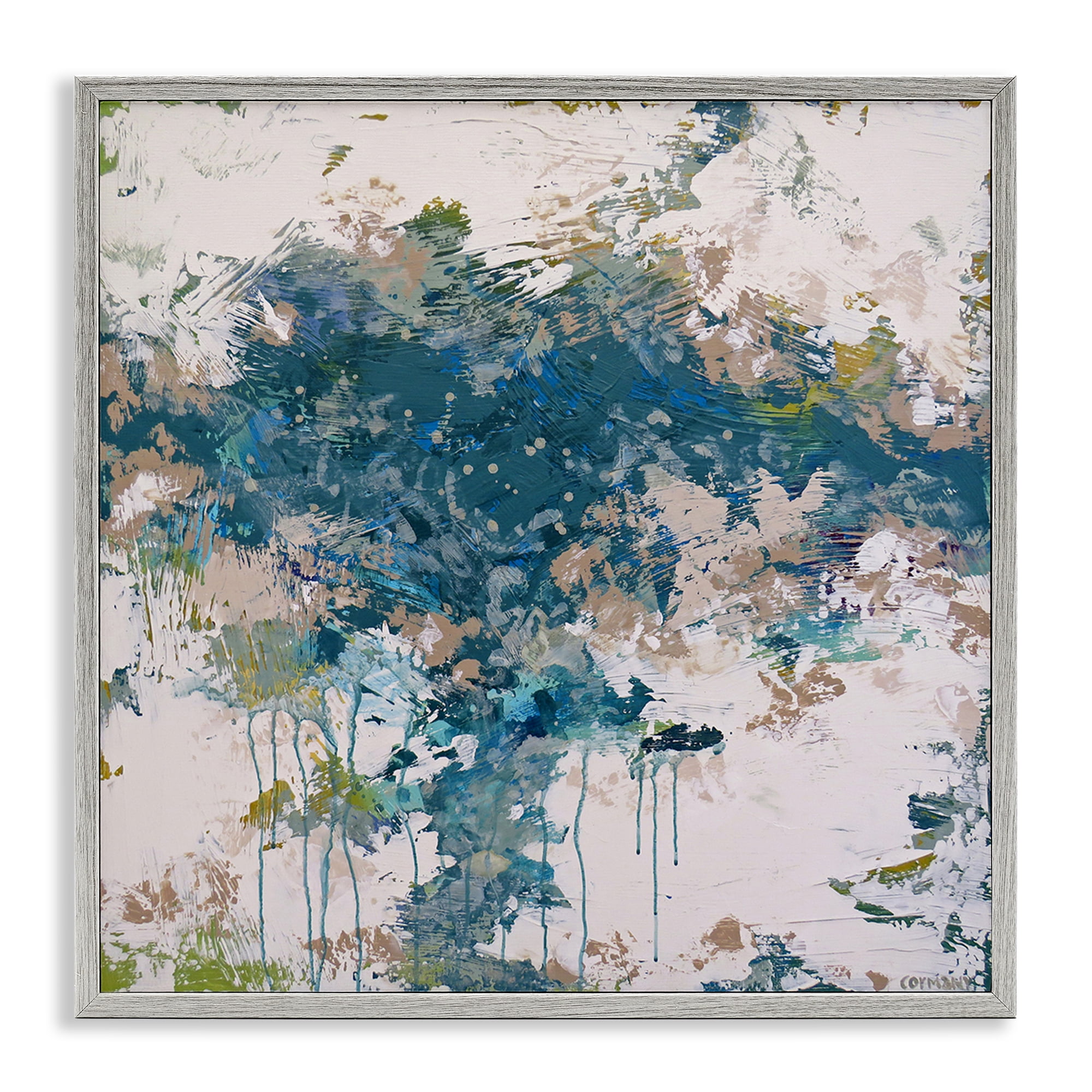 Stupell Industries Chaotic Paint Drip Abstract Abstract Painting Gray Framed Art Print Wall Art, 24 x 24