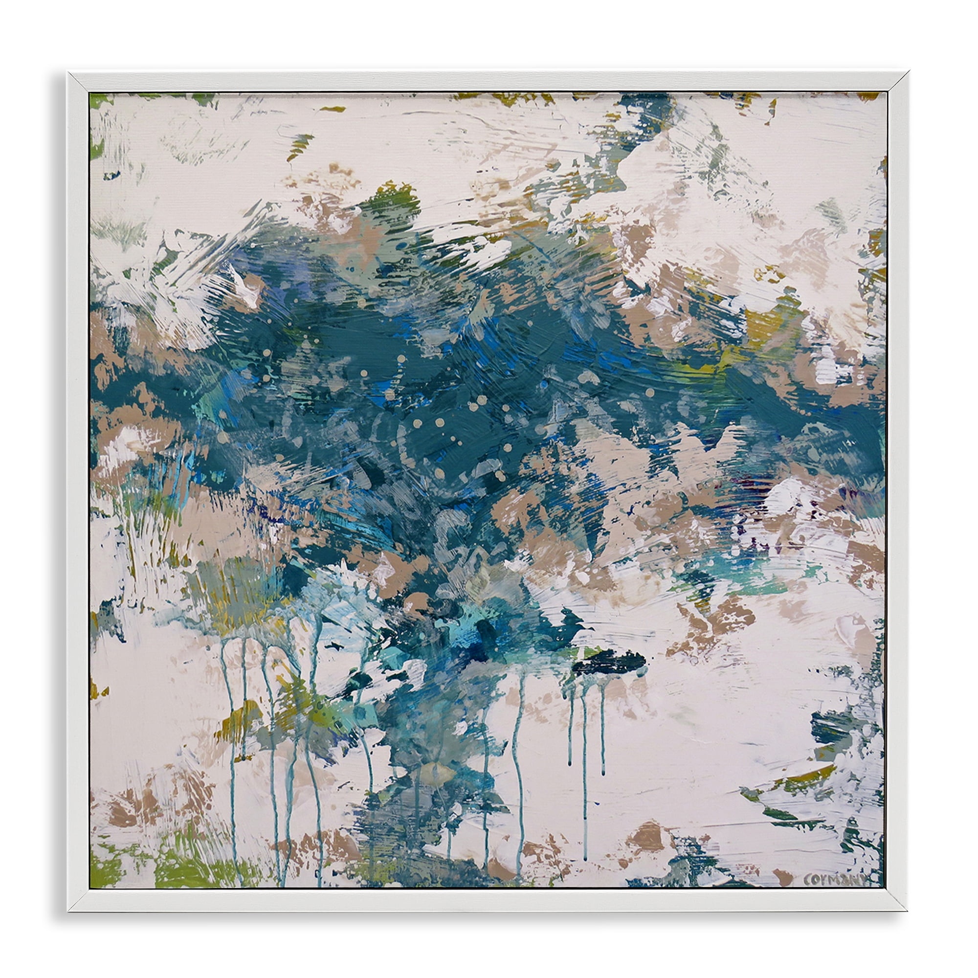 Stupell Industries Chaotic Paint Drip Abstract Abstract Painting White Framed Art Print Wall Art, 12 x 12