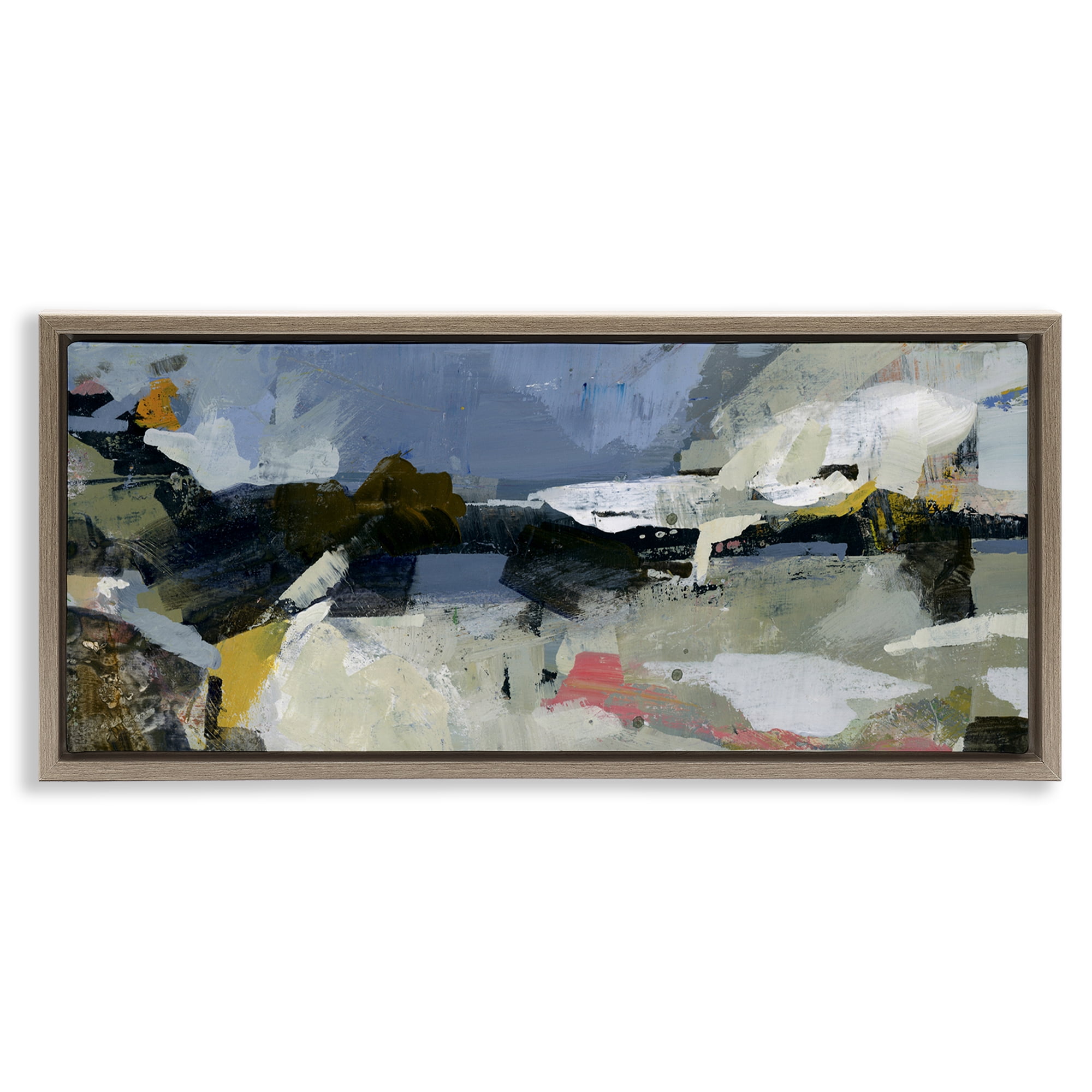 Stupell Industries Chaotic Paint Expressions Abstract Painting Brown Floater Framed Canvas Art Print Wall Art, 25 x 11