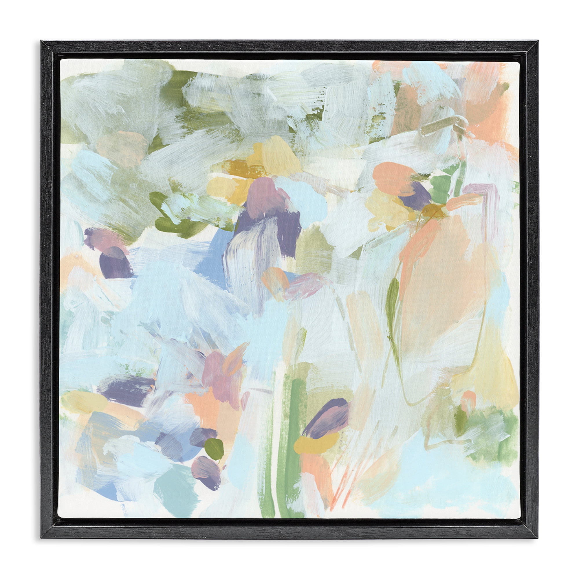 Stupell Industries Chaotic Pastel Arrangement Abstract Painting Black Floater Framed Canvas Art Print Wall Art, 25 x 25