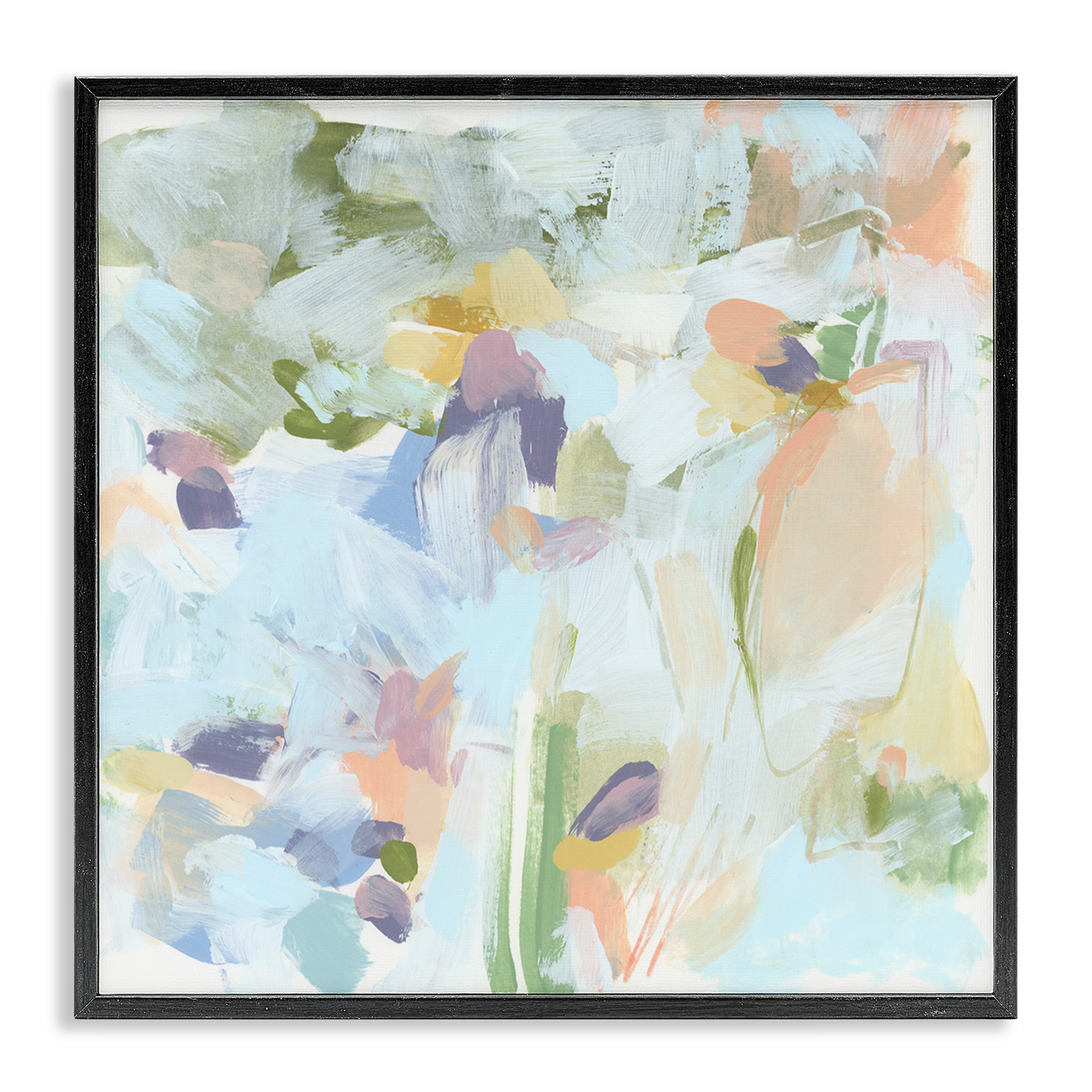 Stupell Industries Chaotic Pastel Arrangement Abstract Painting Black Framed Art Print Wall Art, 17 x 17