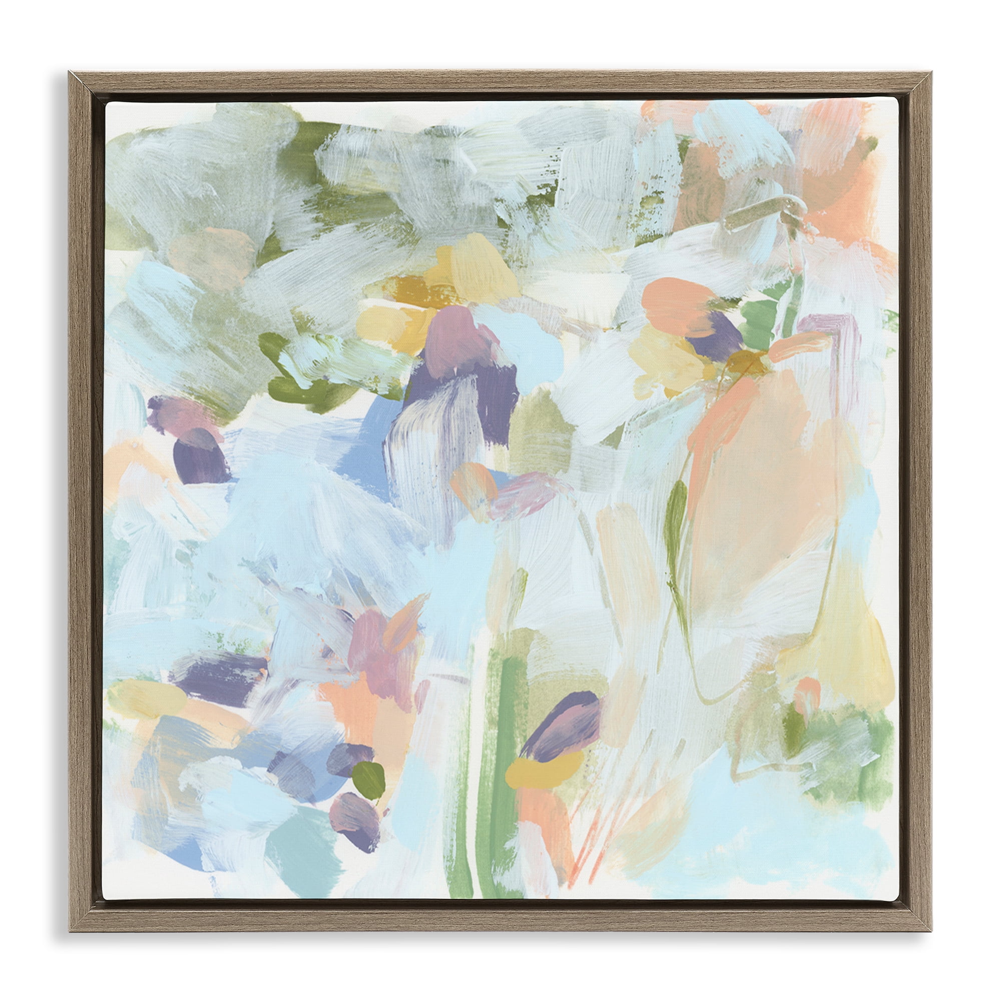 Stupell Industries Chaotic Pastel Arrangement Abstract Painting Brown Floater Framed Canvas Art Print Wall Art, 18 x 18