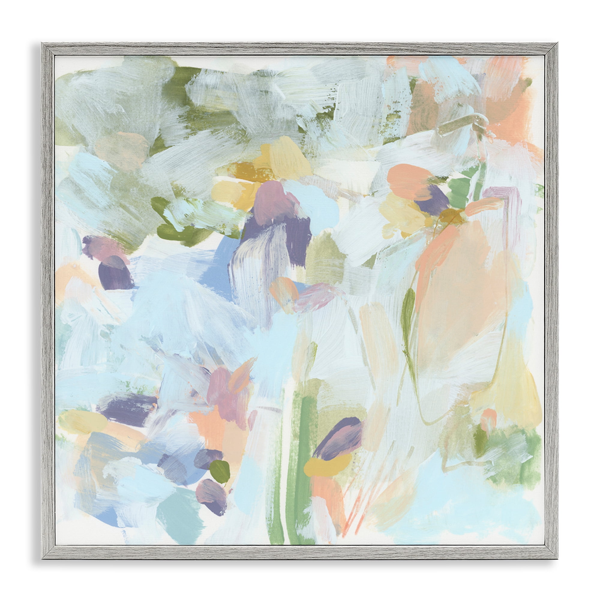 Stupell Industries Chaotic Pastel Arrangement Abstract Painting Gray Framed Art Print Wall Art, 12 x 12