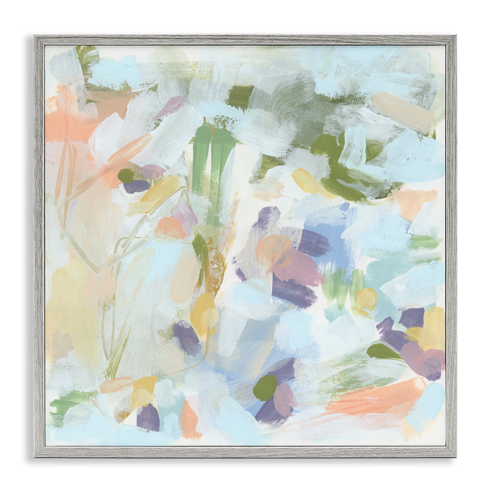 Stupell Industries Chaotic Pastel Impression Abstract Painting Gray Framed Art Print Wall Art, 17 x 17