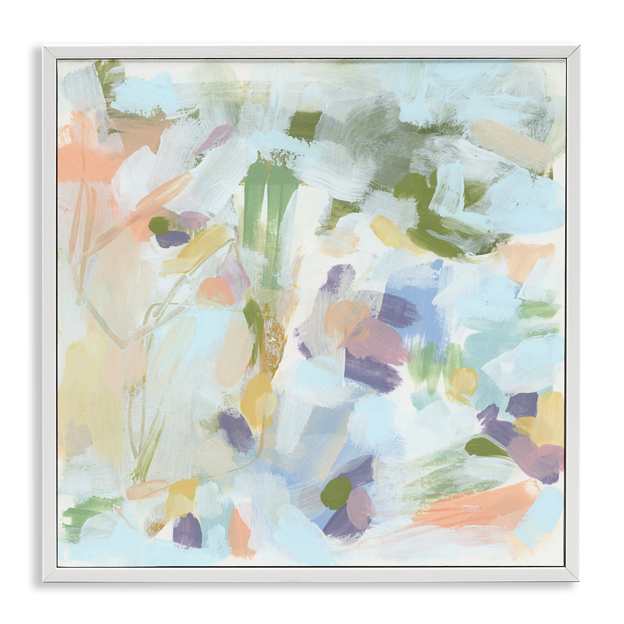 Stupell Industries Chaotic Pastel Impression Abstract Painting White Framed Art Print Wall Art, 24 x 24
