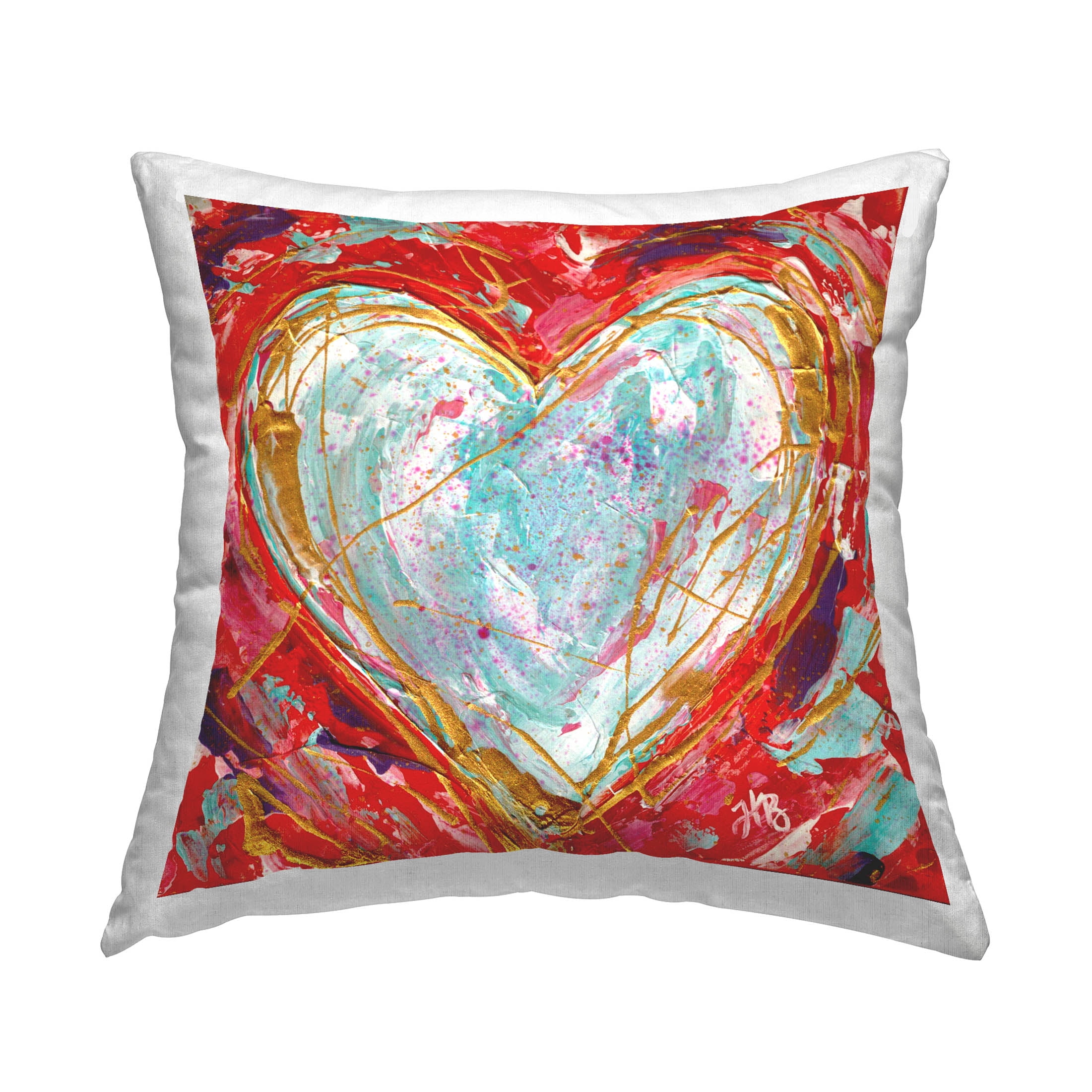 Stupell Industries Chaotic Red Heart Shape Printed Throw Pillow Design by Haley Bush