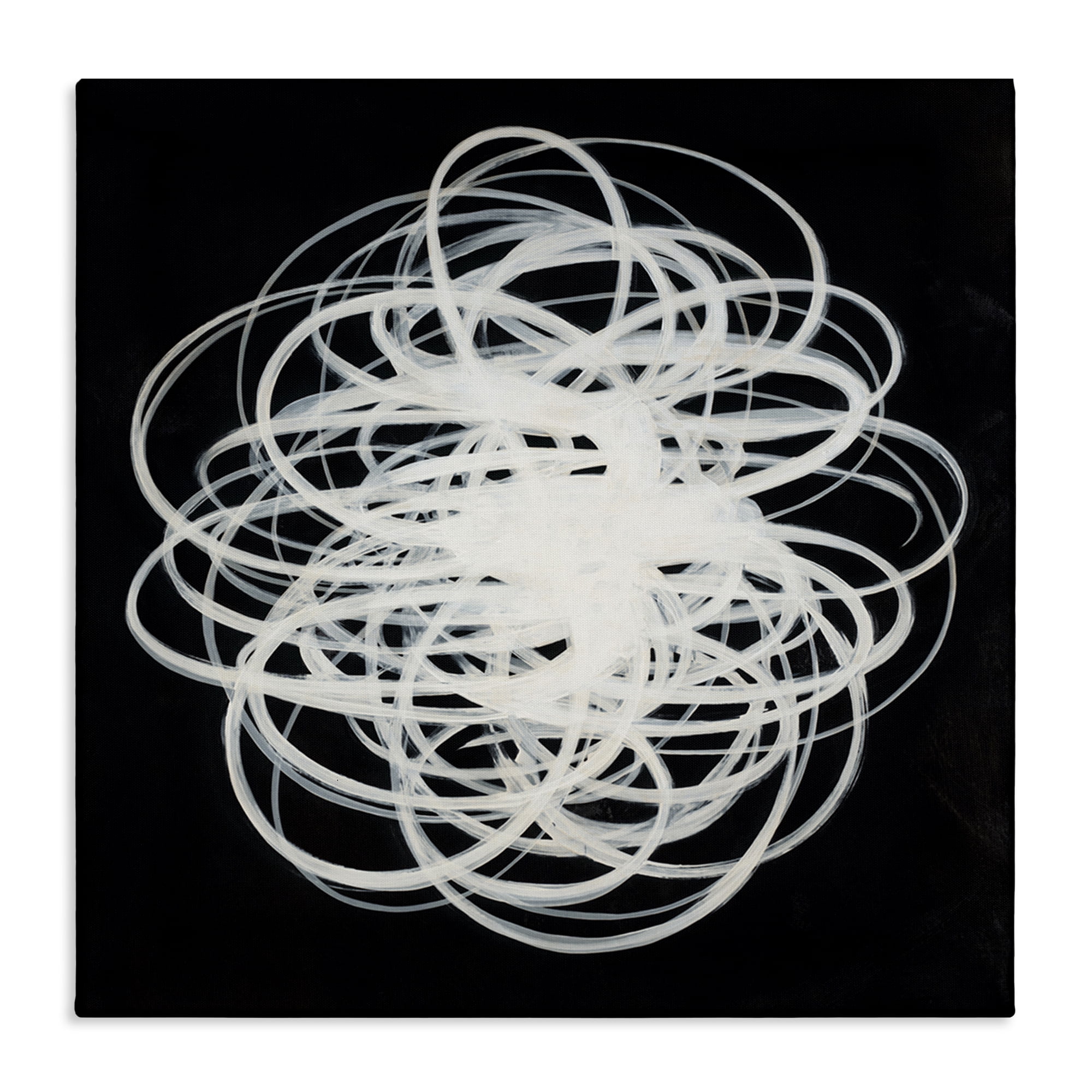 Stupell Industries Chaotic Scribble on Black Abstract Painting Gallery Wrapped Canvas Art Print Wall Art, 36 x 36