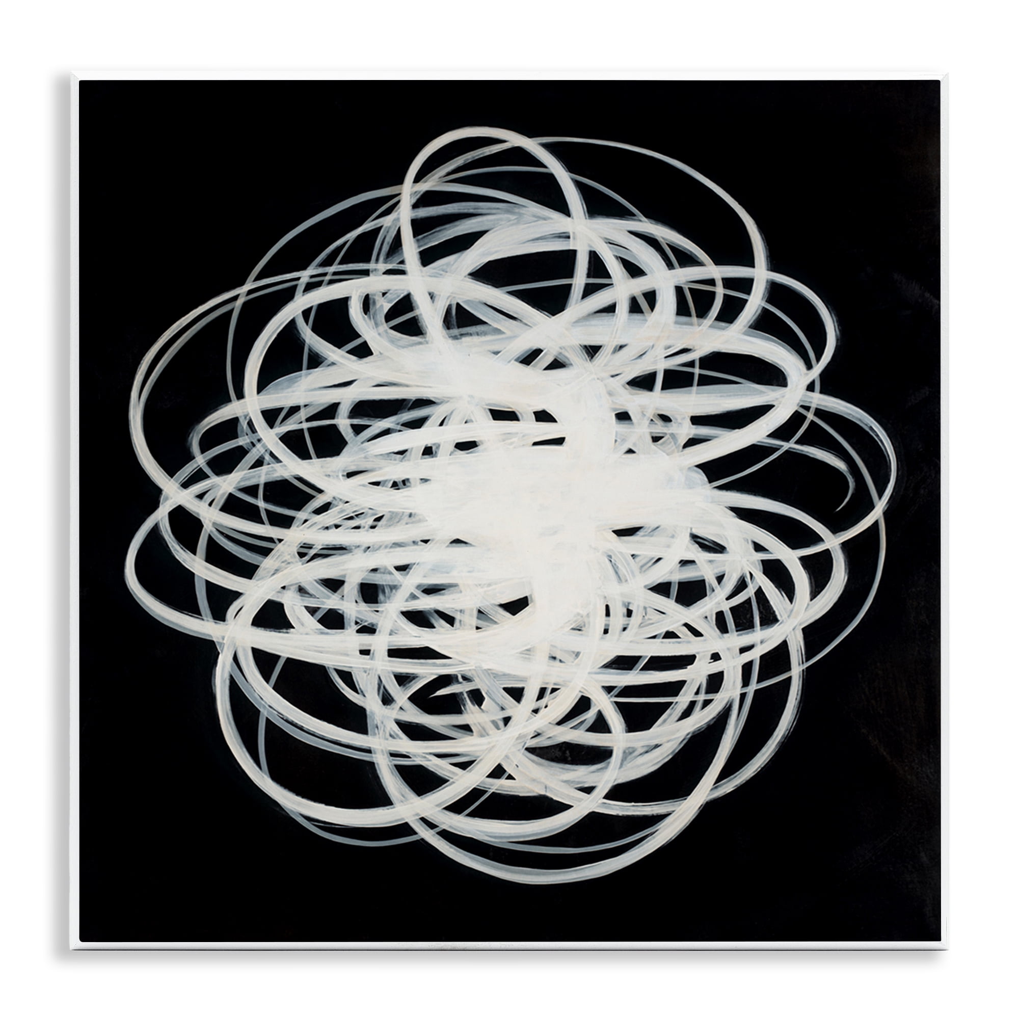 Stupell Industries Chaotic Scribble on Black Abstract Painting Unframed Art Print Wall Art, 12 x 12