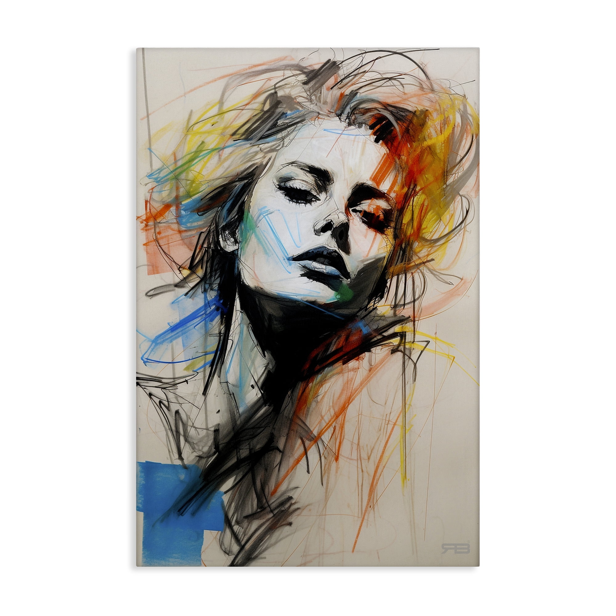 Stupell Industries Chaotic Sketch Portrait Novelty Painting Gallery Wrapped Canvas Art Print Wall Art, 24 x 36