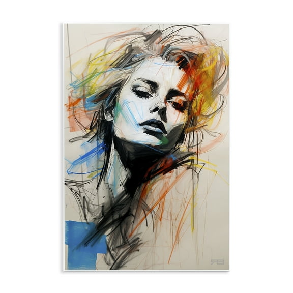 Stupell Industries Chaotic Sketch Portrait Novelty Painting Unframed Art Print Wall Art, 10 x 15
