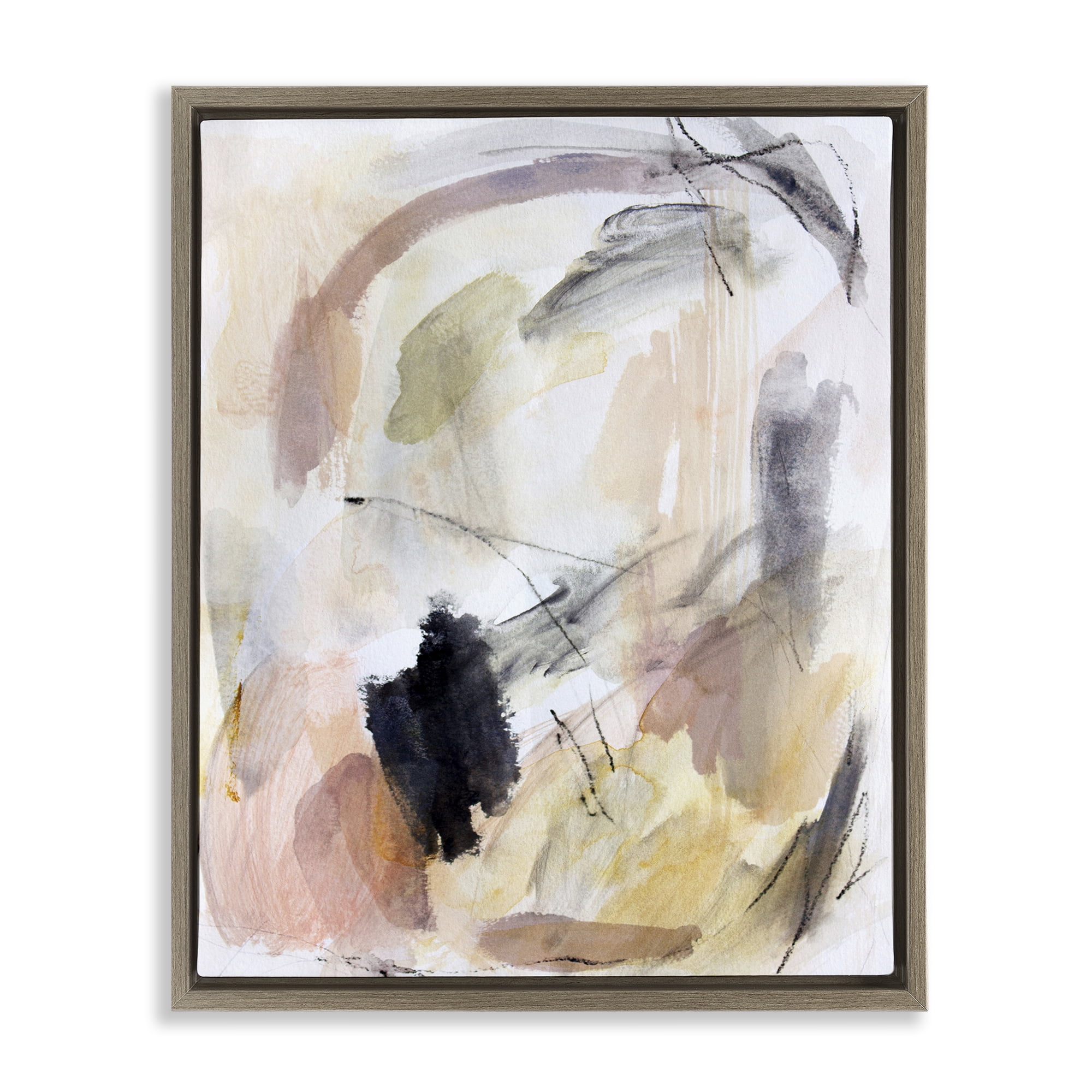 Stupell Industries Chaotic Sketches Paint Strokes Brown Framed Floater Canvas Wall Art, design by Hope Bainbridge