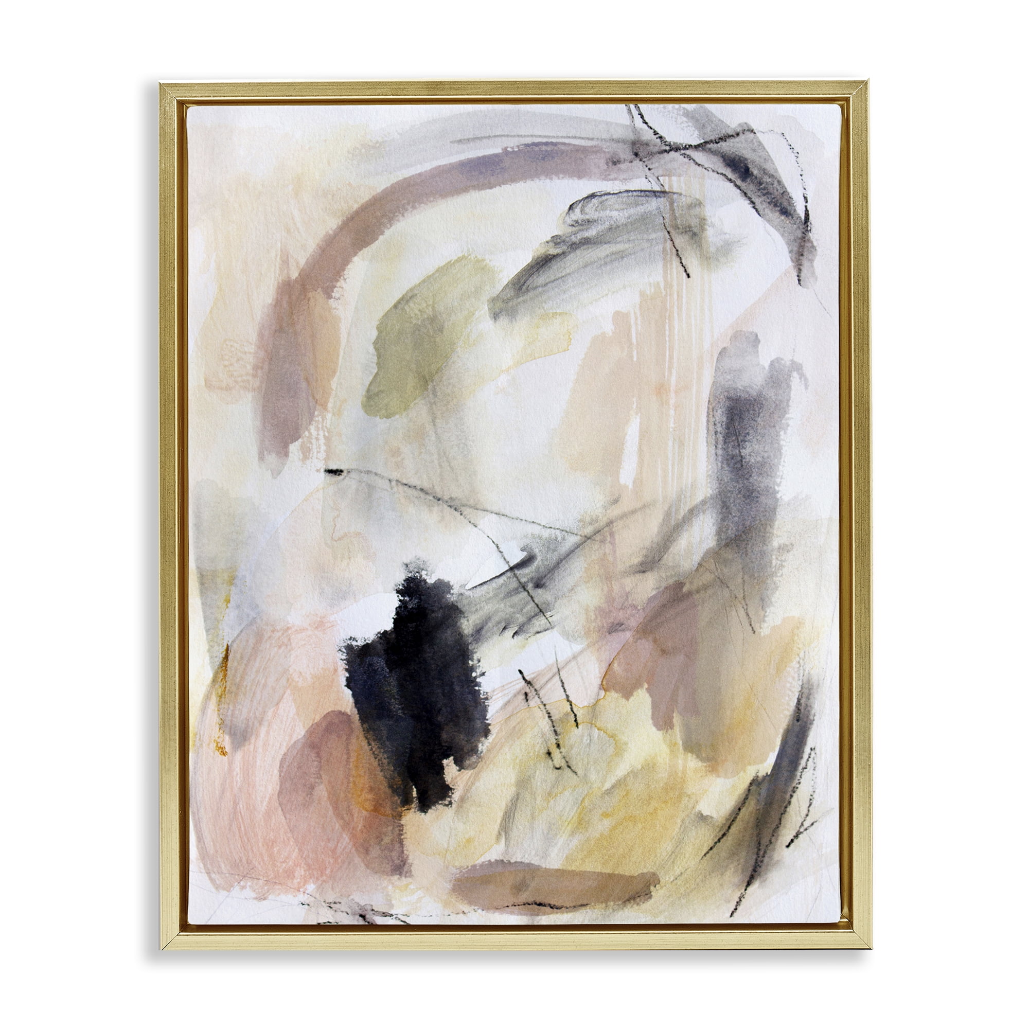 Stupell Industries Chaotic Sketches Paint Strokes Gold Framed Floater Canvas Wall Art, design by Hope Bainbridge