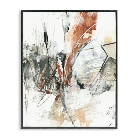 Stupell Industries Chaotic Terracotta & Grey Abstract Painting Black Framed Art Print Wall Art, 11 x 14