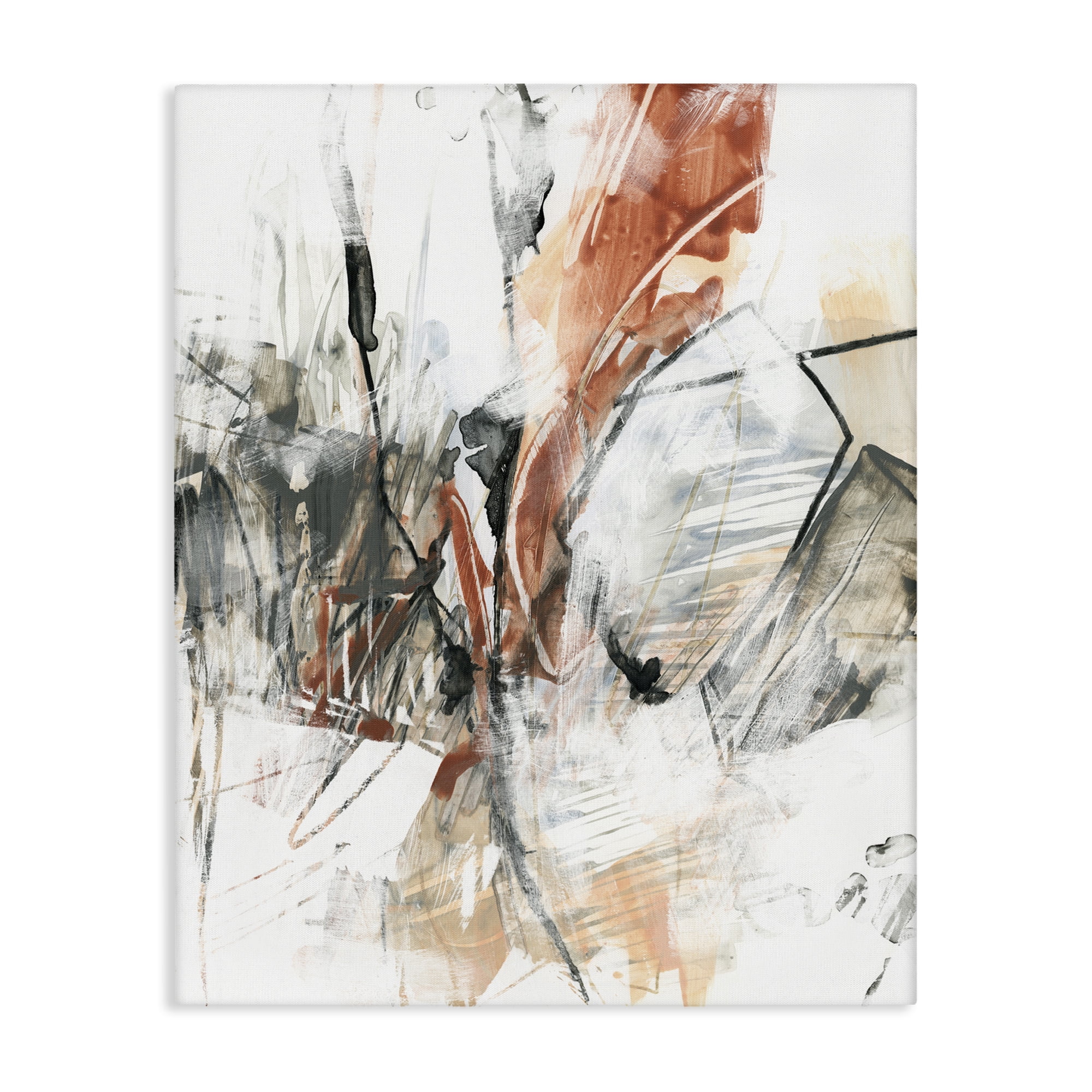 Stupell Industries Chaotic Terracotta & Grey Abstract Painting Wrapped Canvas Art Print Wall Art, 24 x 30