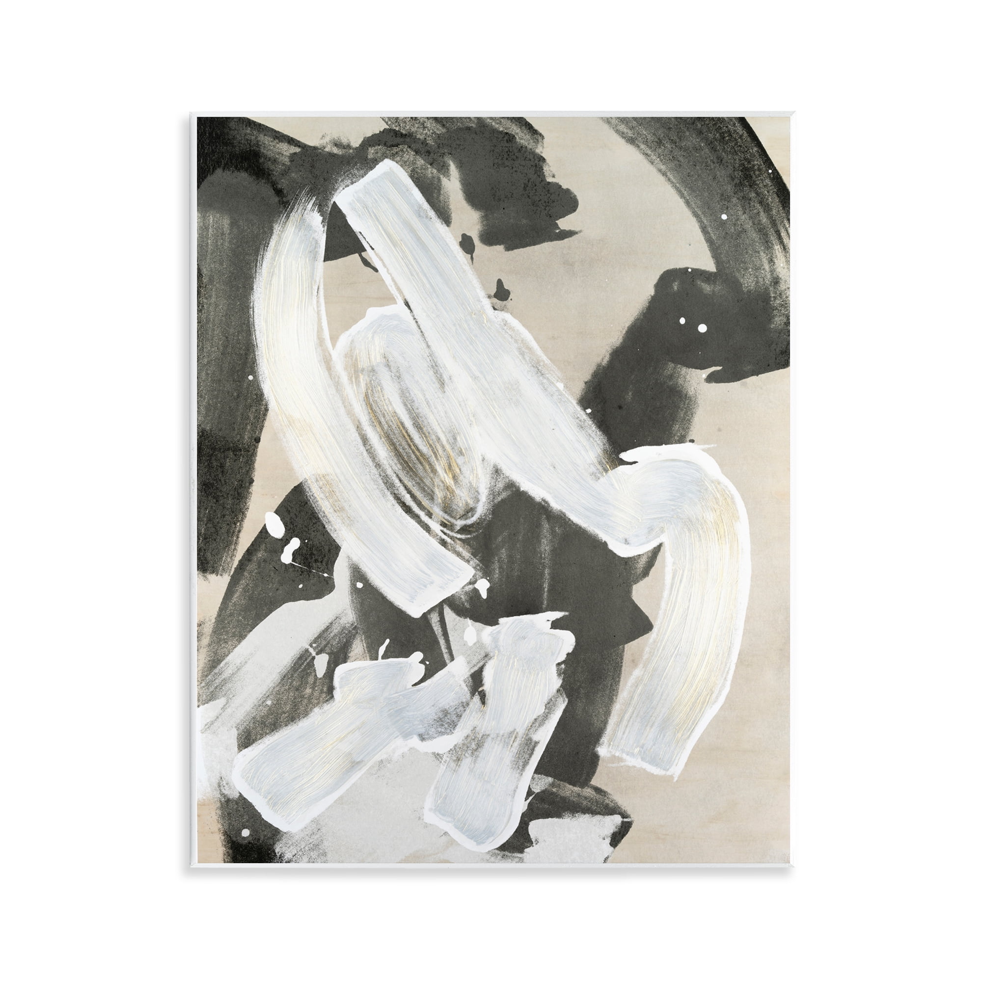 Stupell Industries Chaotic White Paint Streak Abstract Painting Unframed Art Print Wall Art, 11 x 14