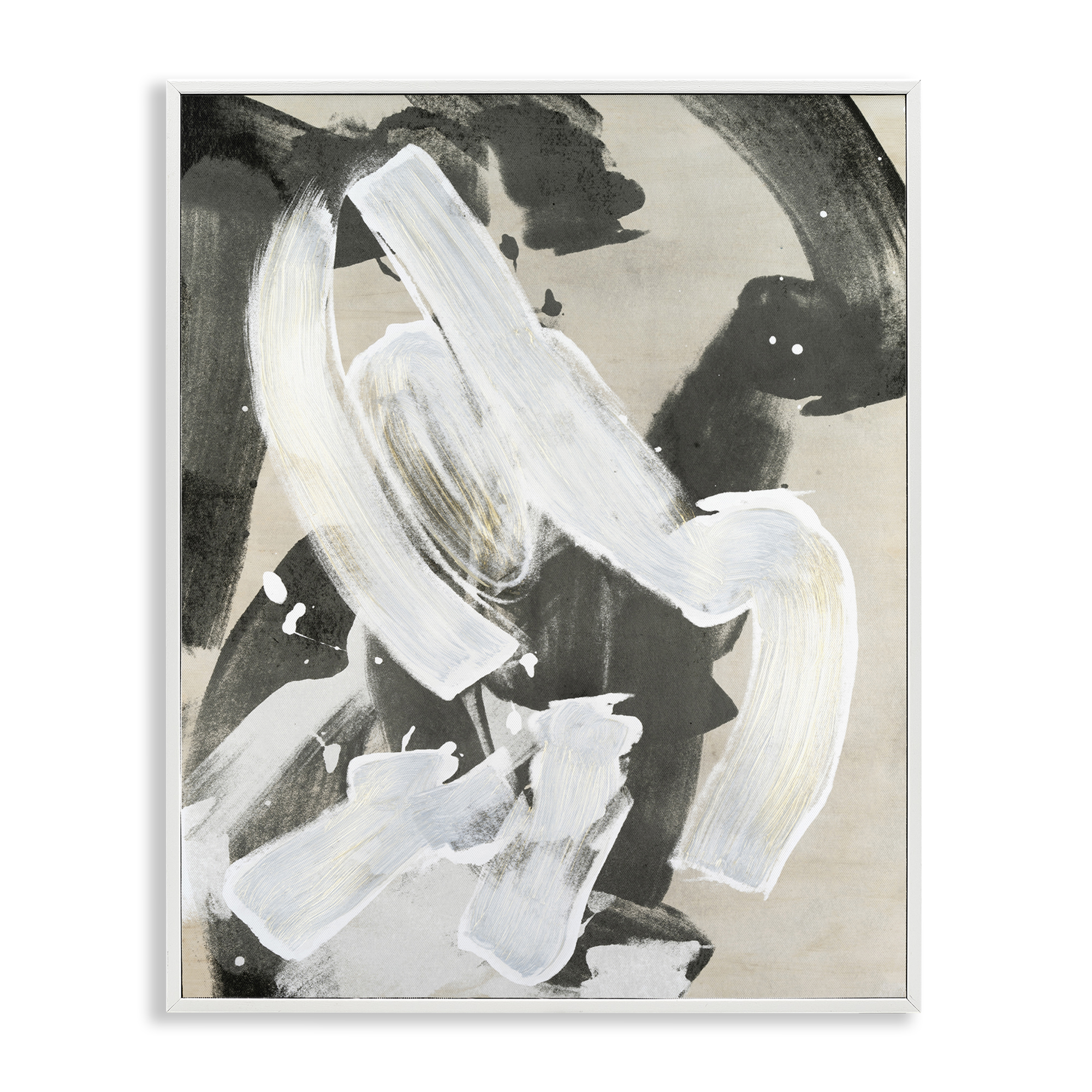 Stupell Industries Chaotic White Paint Streak Abstract Painting White Framed Art Print Wall Art, 16 x 20