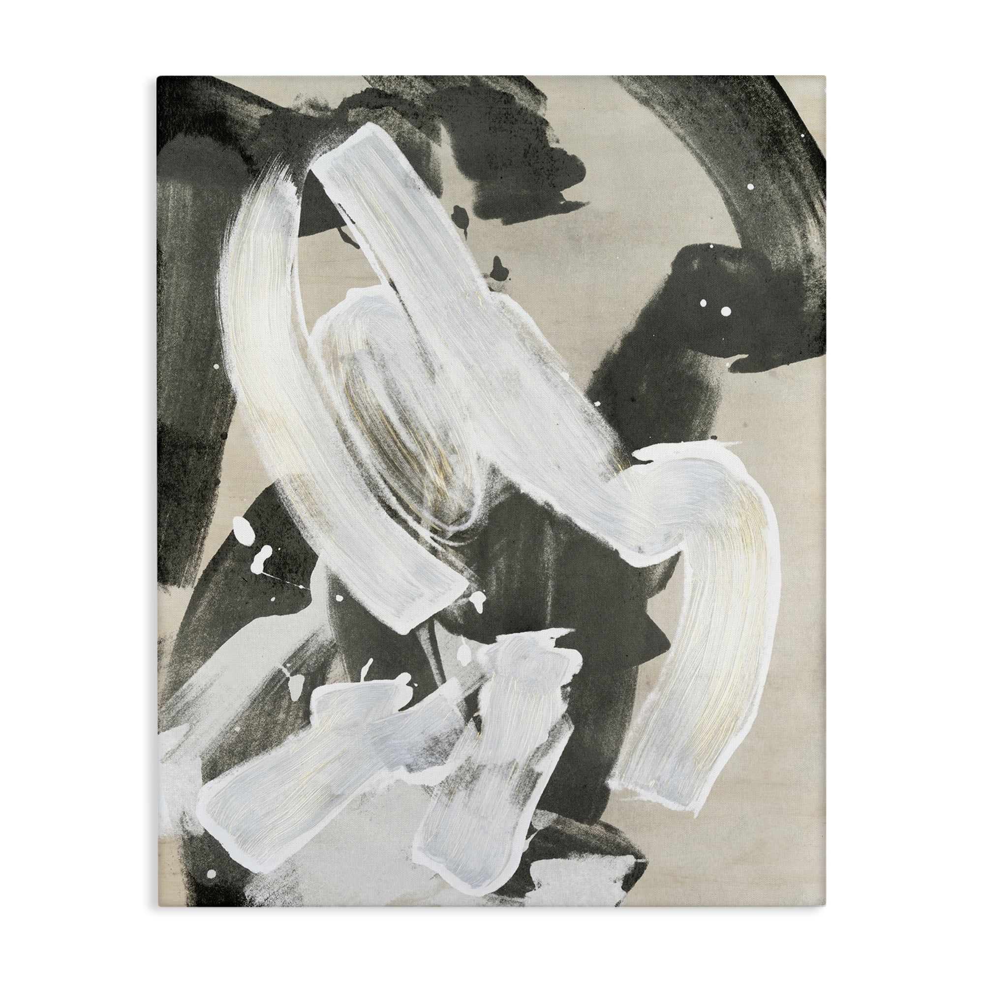 Stupell Industries Chaotic White Paint Streak Abstract Painting Wrapped Canvas Art Print Wall Art, 36 x 48