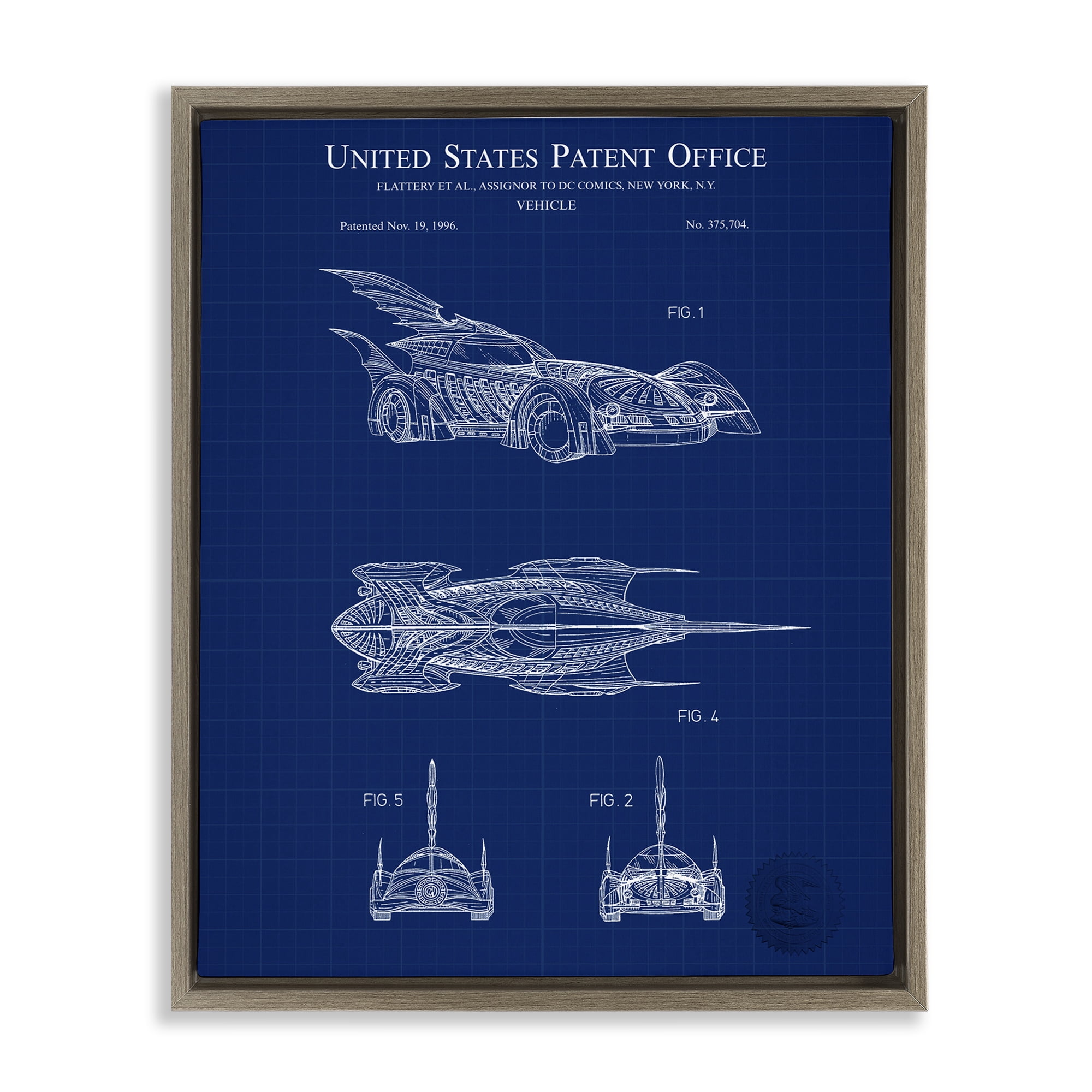 Stupell Industries Character Car Blueprint Transportation Painting Brown Floater Framed Art Print Wall Art, 17 x 21