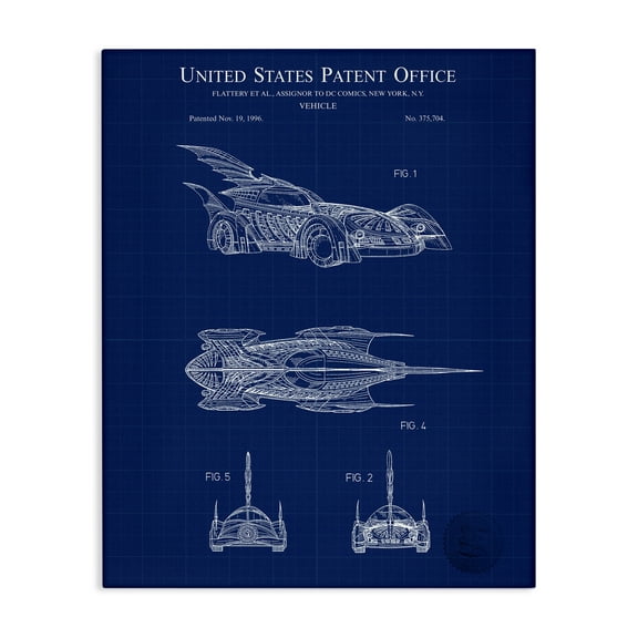 Stupell Industries Character Car Blueprint Transportation Painting Gallery Wrapped Canvas Art Print Wall Art, 16 x 20
