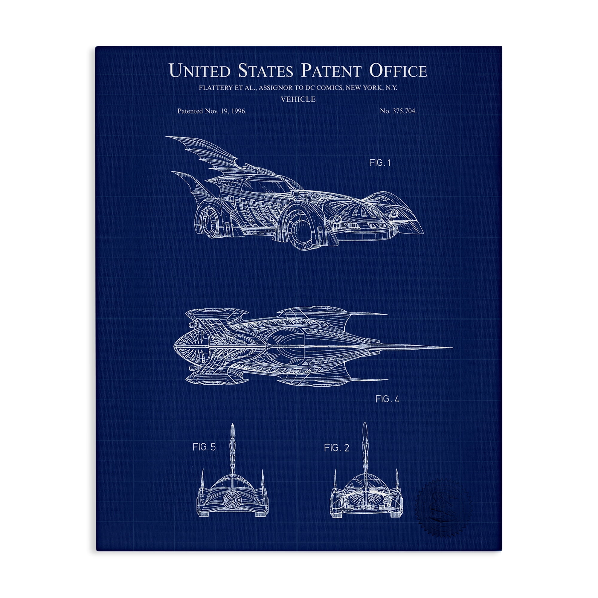 Stupell Industries Character Car Blueprint Transportation Painting Gallery Wrapped Canvas Art Print Wall Art, 24 x 30