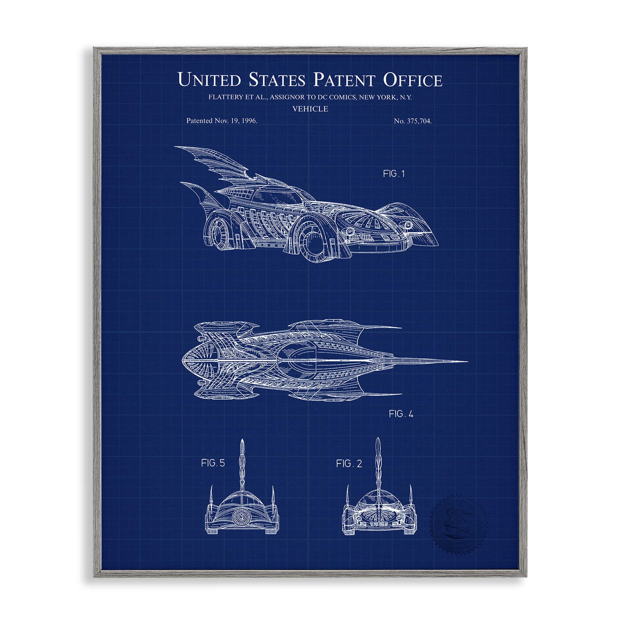 Stupell Industries Character Car Blueprint Transportation Painting Gray Framed Art Print Wall Art, 24 x 30