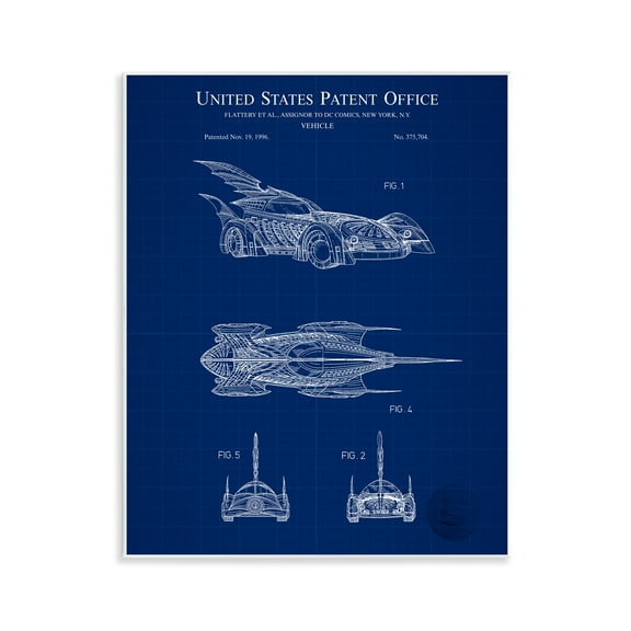 Stupell Industries Character Car Blueprint Transportation Painting Unframed Art Print Wall Art, 11 x 14