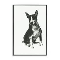 Stupell Industries Charcoal Dog Drawing Animals & Insects Drawing Black Framed Art Print Wall Art, 12 x 18