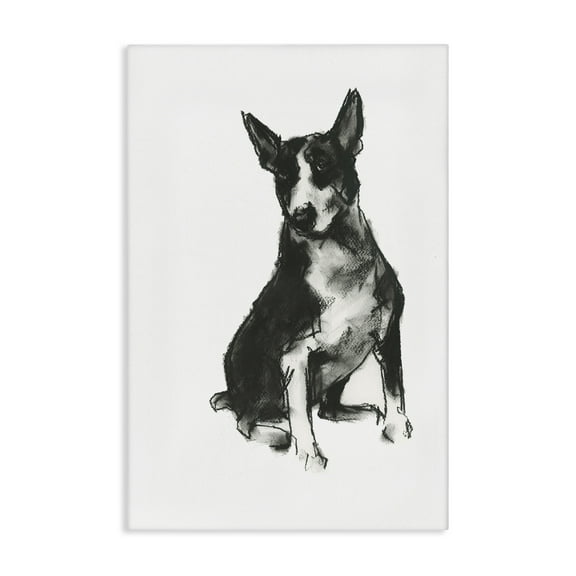 Stupell Industries Charcoal Dog Drawing Animals & Insects Drawing Gallery Wrapped Canvas Art Print Wall Art, 16 x 24