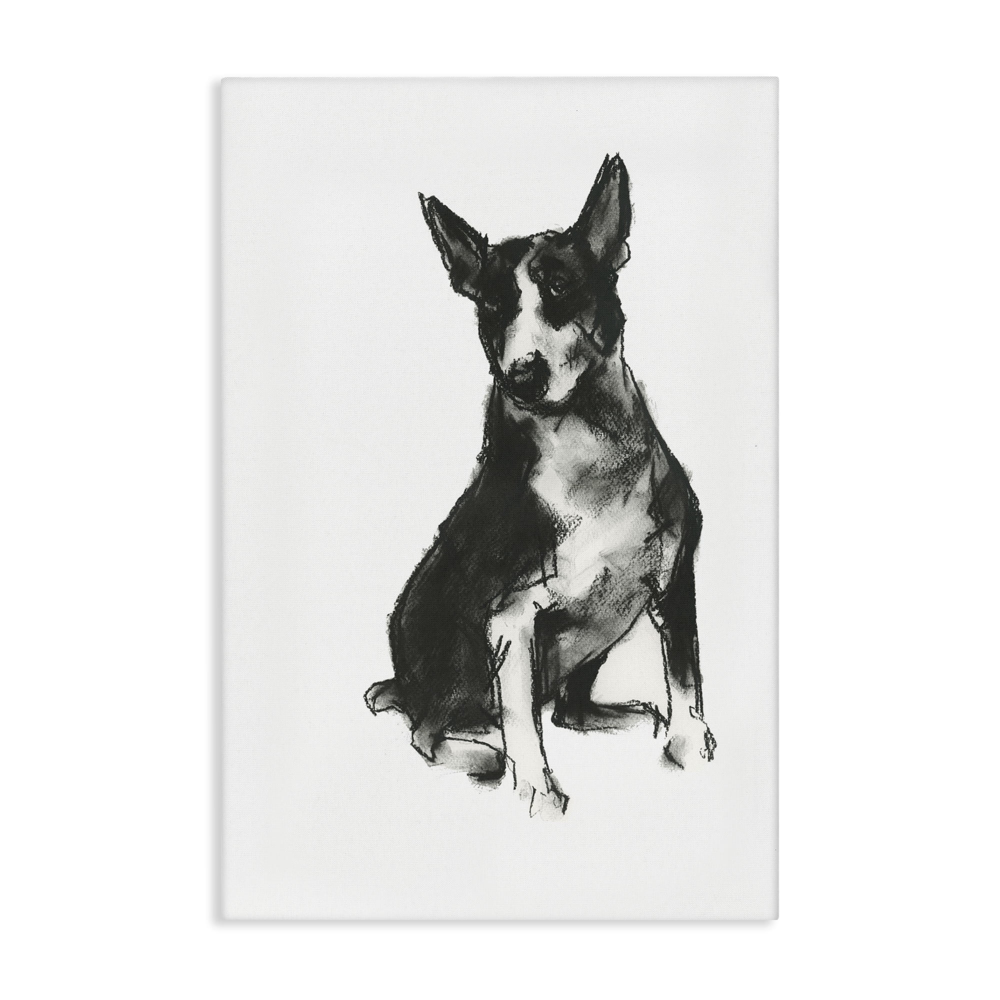 Stupell Industries Charcoal Dog Drawing Animals & Insects Drawing Gallery Wrapped Canvas Art Print Wall Art, 24 x 36