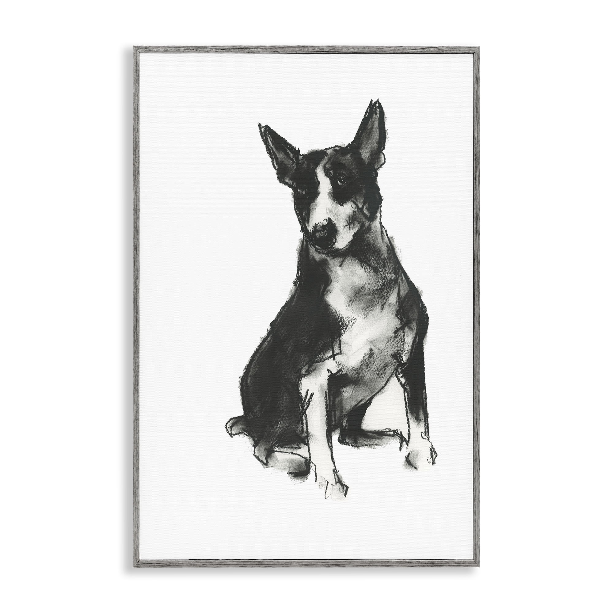 Stupell Industries Charcoal Dog Drawing Animals & Insects Drawing Gray Framed Art Print Wall Art, 16 x 24