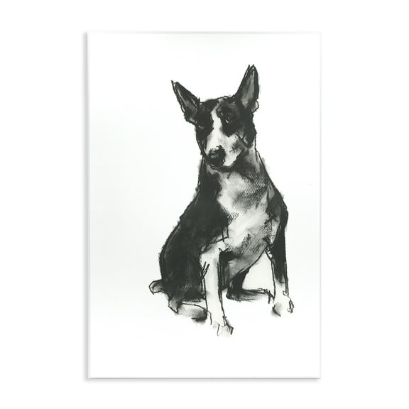 Stupell Industries Charcoal Dog Drawing Animals & Insects Drawing Unframed Art Print Wall Art, 10 x 15