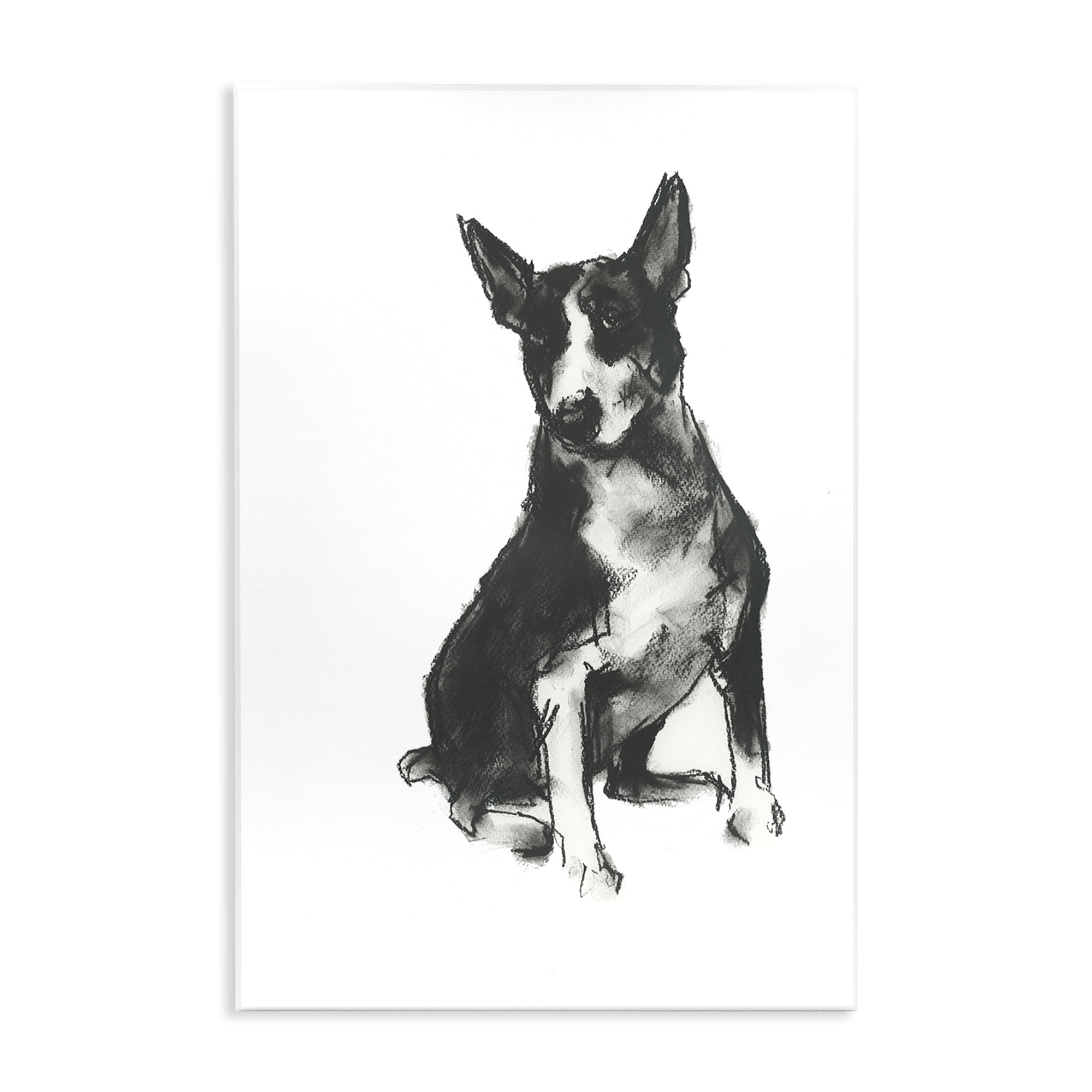 Stupell Industries Charcoal Dog Drawing Animals & Insects Drawing Unframed Art Print Wall Art, 13 x 19