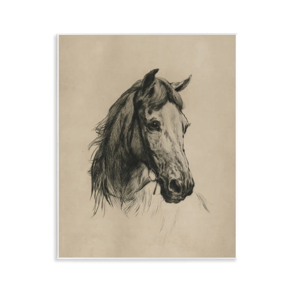 Stupell Industries Charcoal Horse Portrait Animals Drawing Unframed Art Print Wall Art, 11 x 14