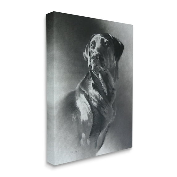 Stupell Industries Charcoal Pencil Labrador Dog Portrait Vintage Pet Animals & Insects Drawing Gallery Wrapped Canvas Print Wall Art, 16 x 20