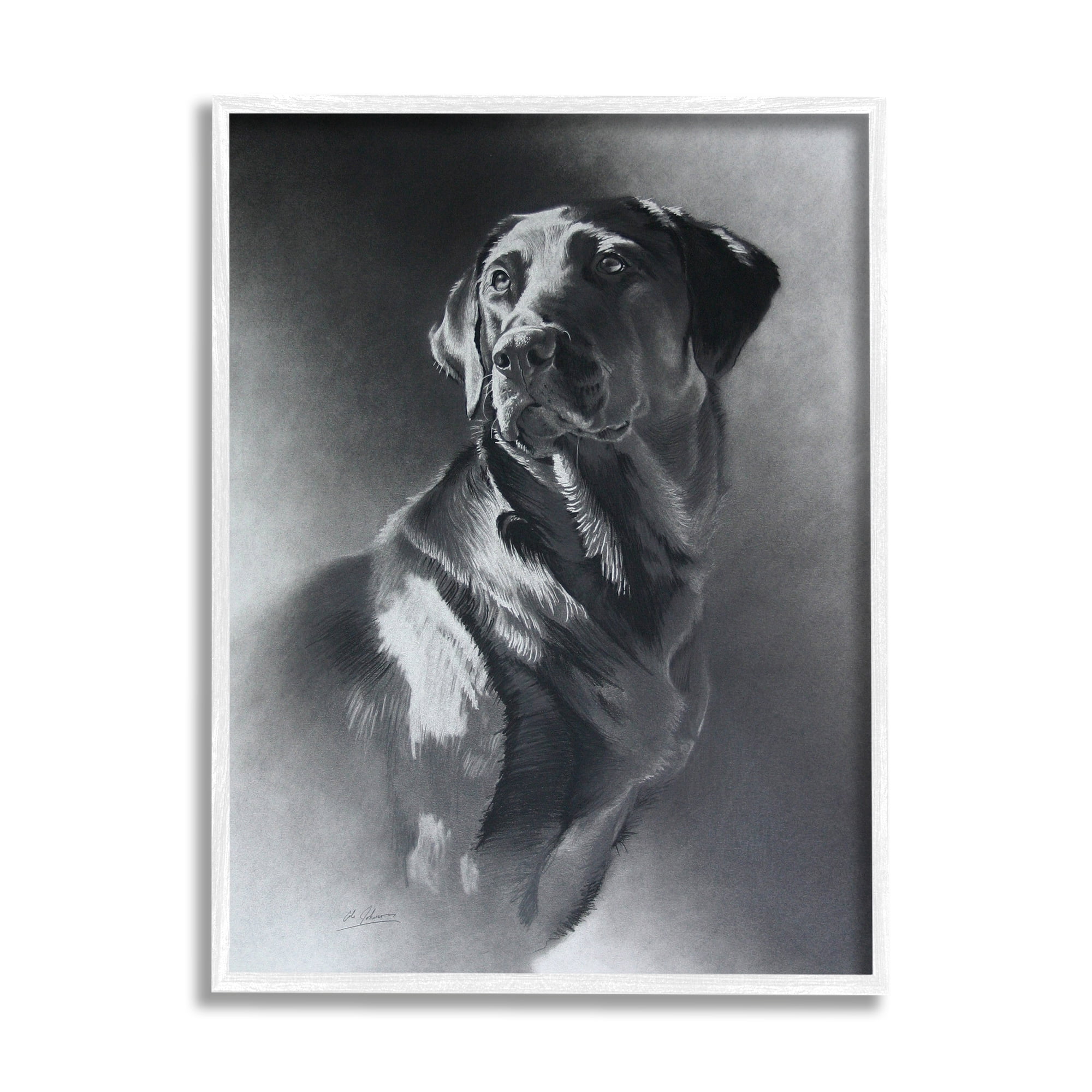 Stupell Industries Charcoal Pencil Labrador Dog Portrait Vintage Pet ...