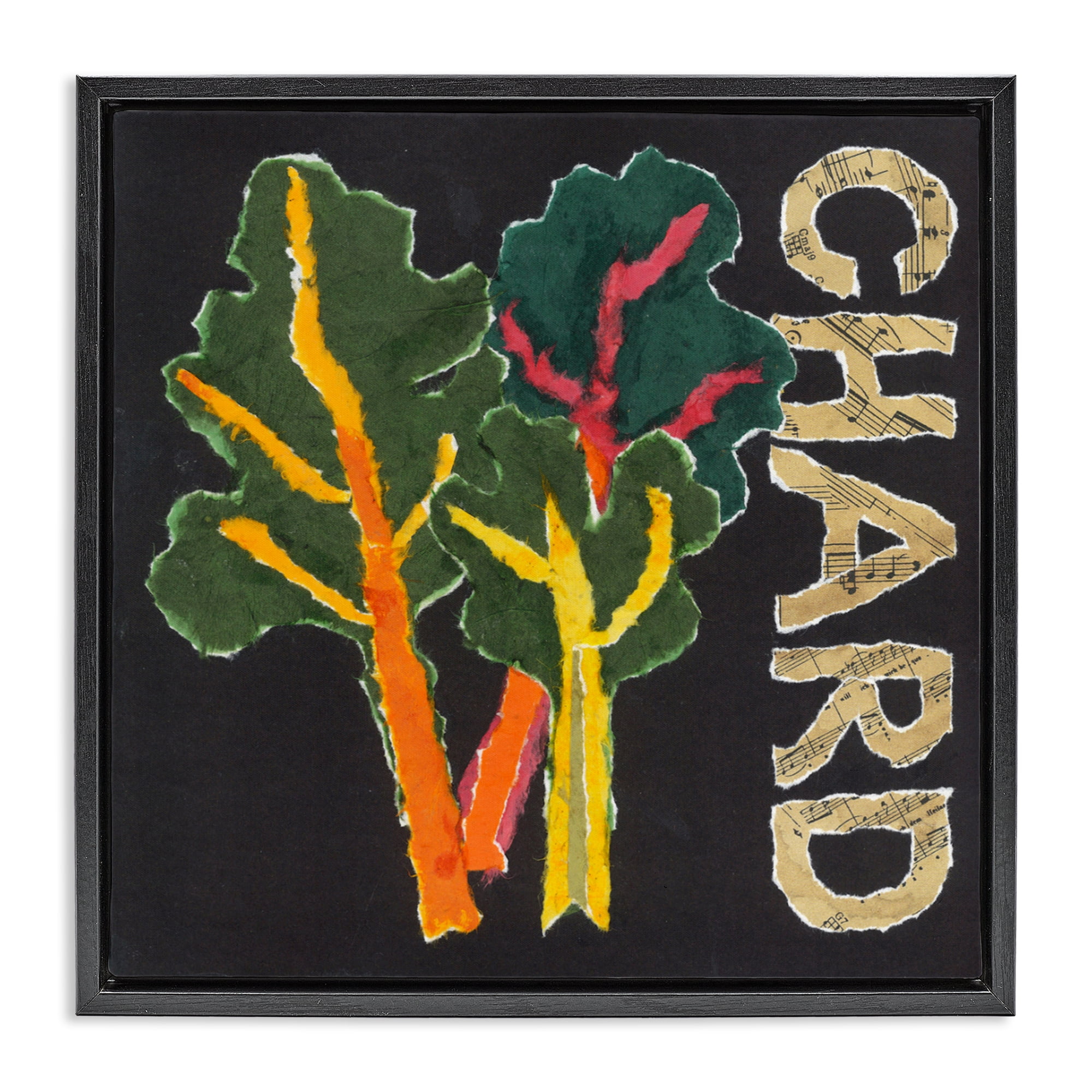 Stupell Industries Chard Leafy Vegetable Black Framed Floater Canvas Wall Art, design by Nancy Overton