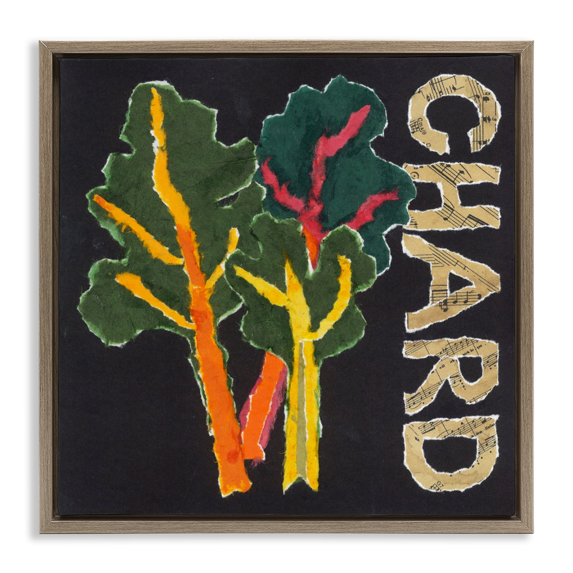 Stupell Industries Chard Leafy Vegetable Brown Framed Floater Canvas Wall Art, design by Nancy Overton