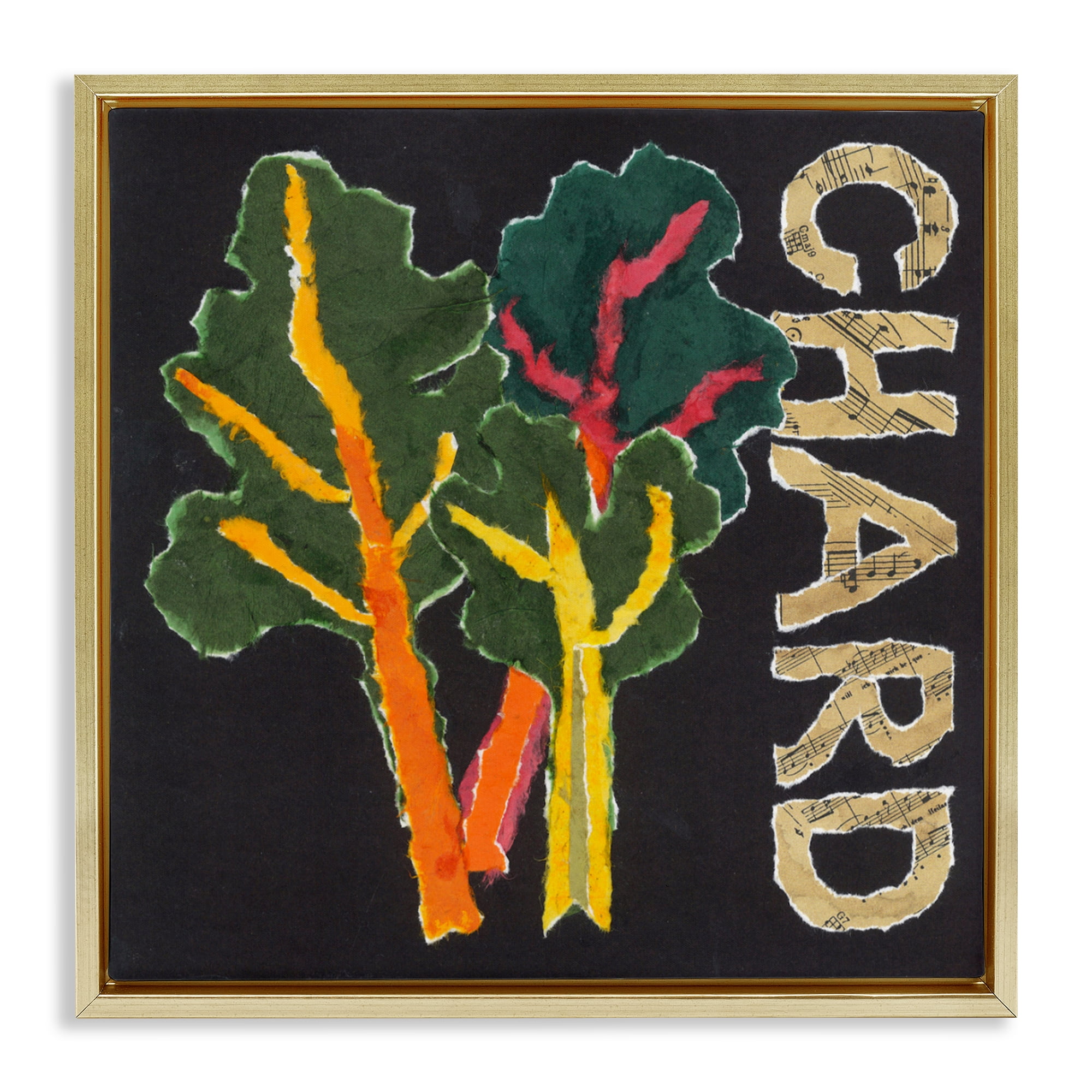 Stupell Industries Chard Leafy Vegetable Gold Framed Floater Canvas Wall Art, design by Nancy Overton