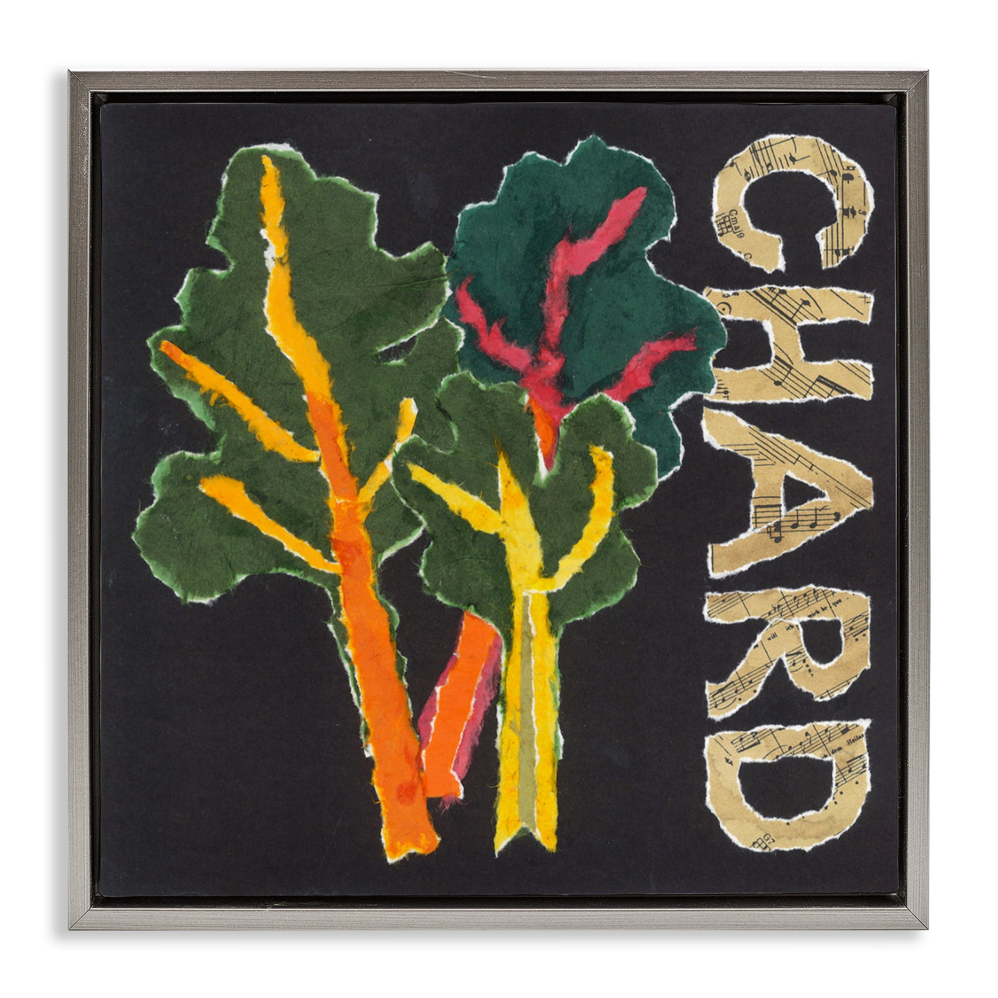 Stupell Industries Chard Leafy Vegetable Gray Framed Floater Canvas Wall Art, design by Nancy Overton