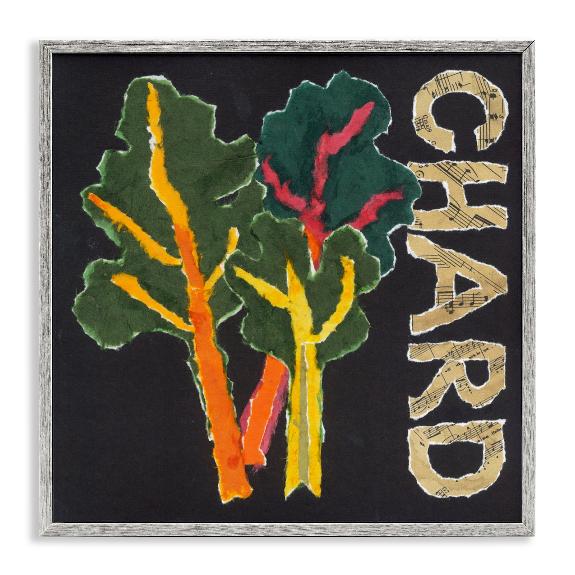 Stupell Industries Chard Leafy Vegetable Gray Framed Giclee Art, design by Nancy Overton