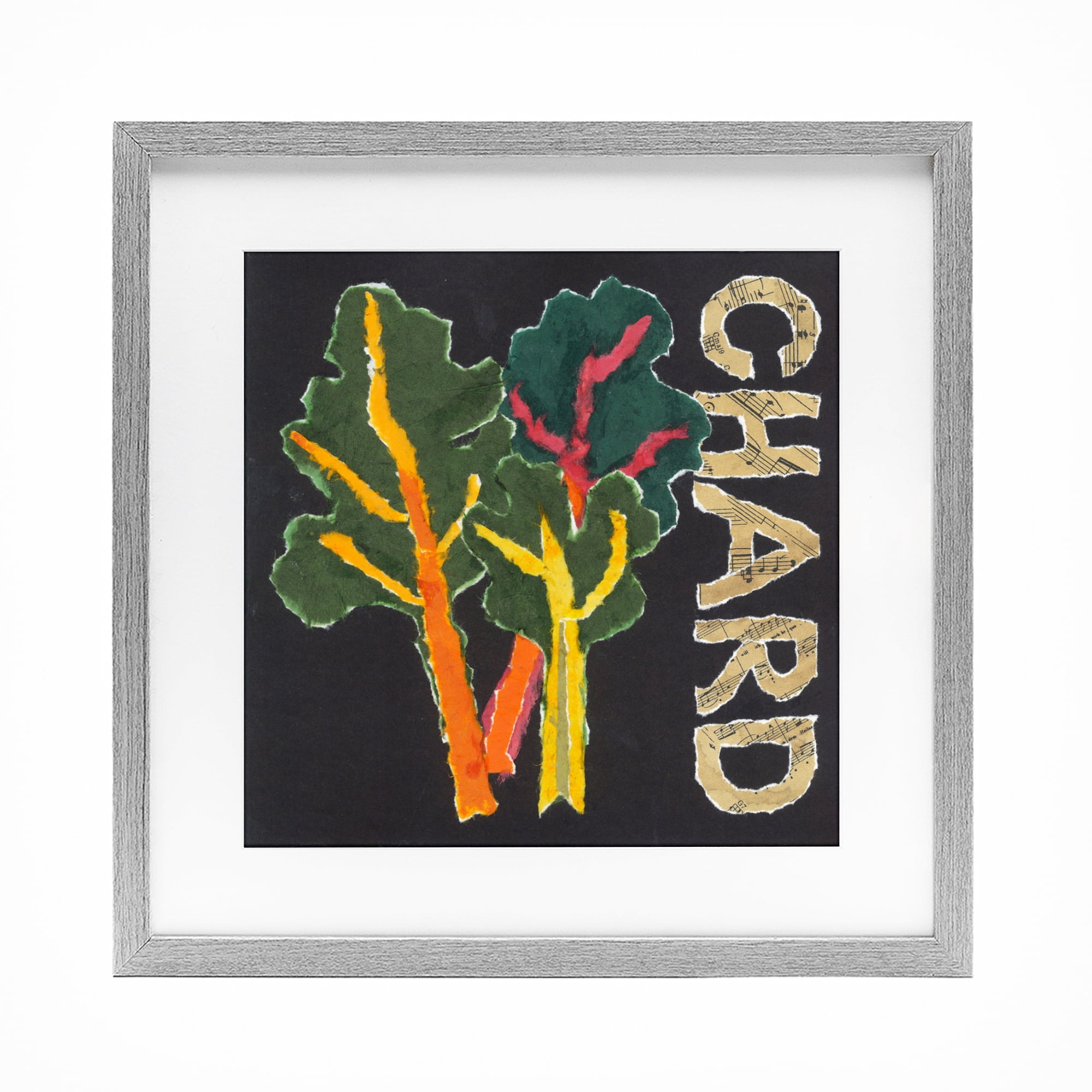 Stupell Industries Chard Leafy Vegetable Gray Framed Print Under Glass, design by Nancy Overton