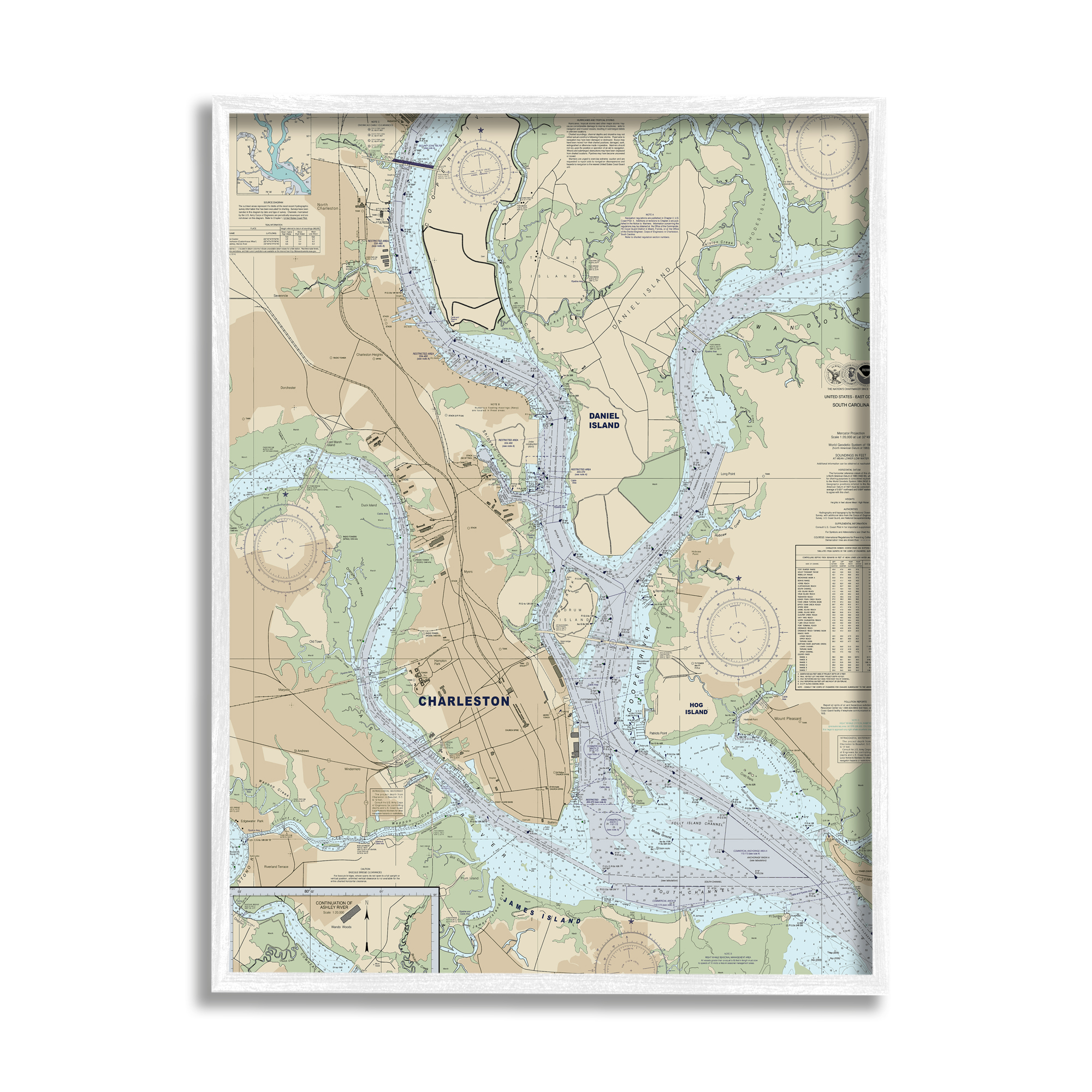 Stupell Industries Charleston South Carolina Nautical Map Daniel Island, 11 x 14, Designed by Daphne Polselli