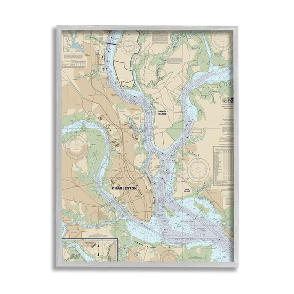 Stupell Industries Charleston South Carolina Nautical Map Daniel Island, 11 x 14, Designed by Daphne Polselli