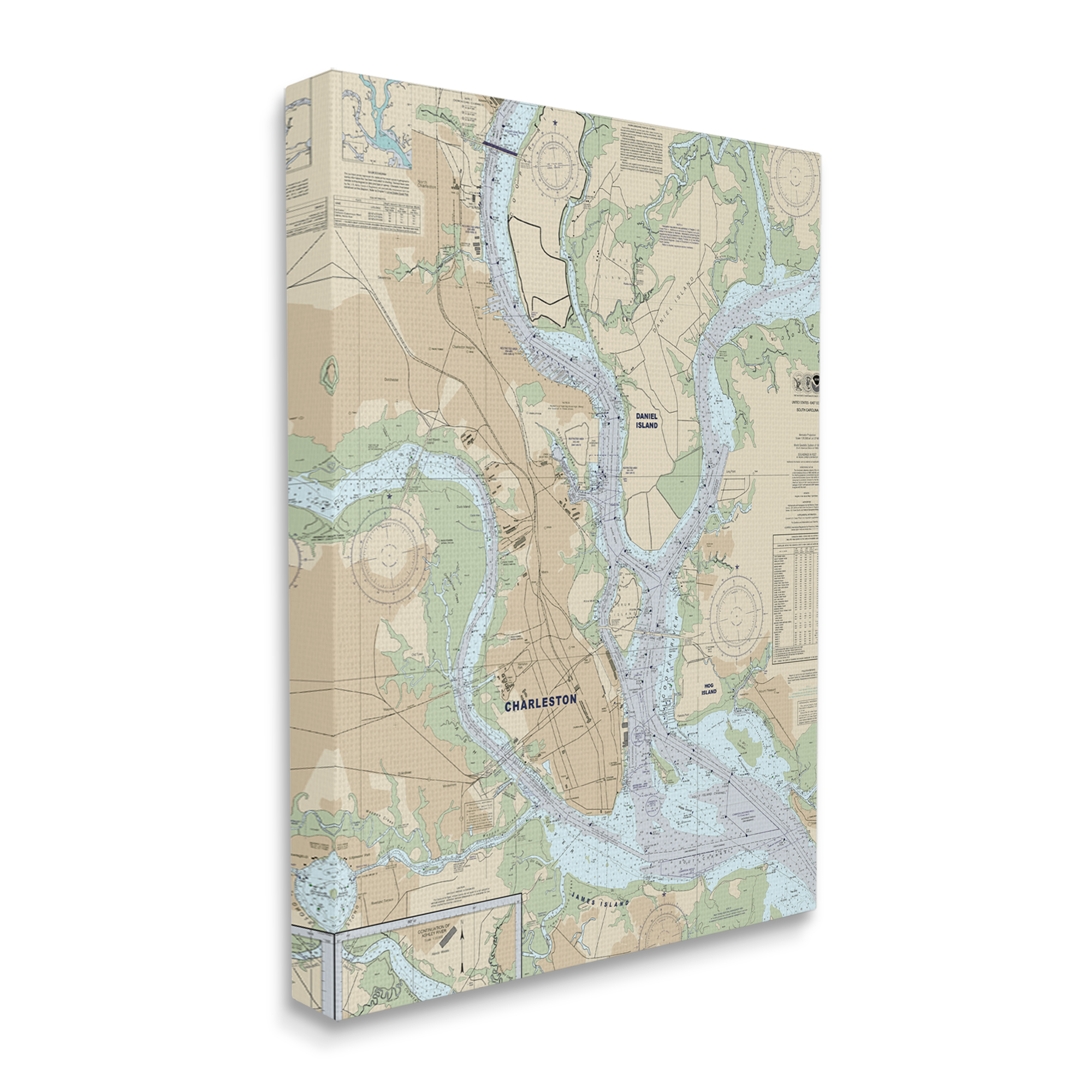 Stupell Industries Charleston South Carolina Nautical Map Daniel Island, 24 x 30, Designed by Daphne Polselli